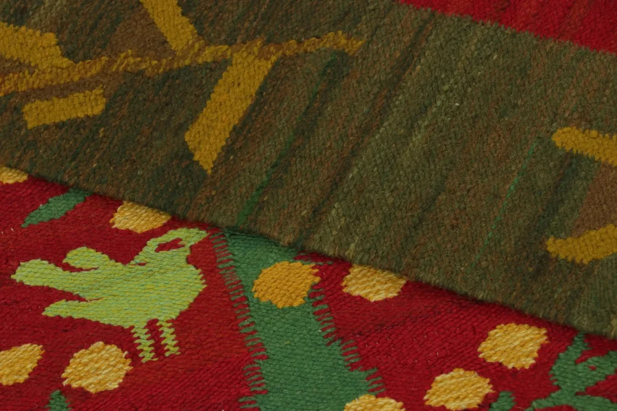 Vintage Swedish Geometric Square Rug