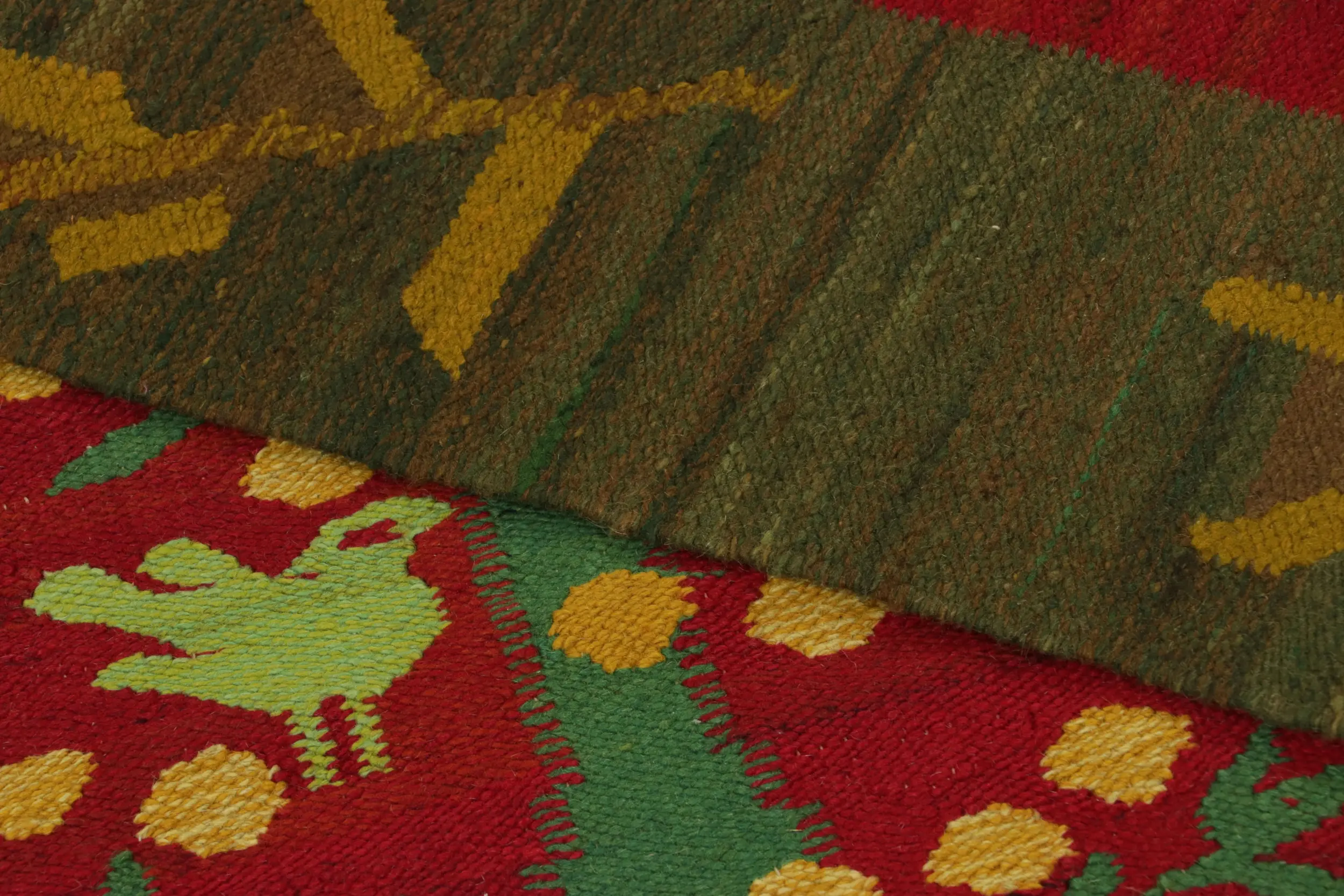 Vintage Swedish Geometric Square Rug