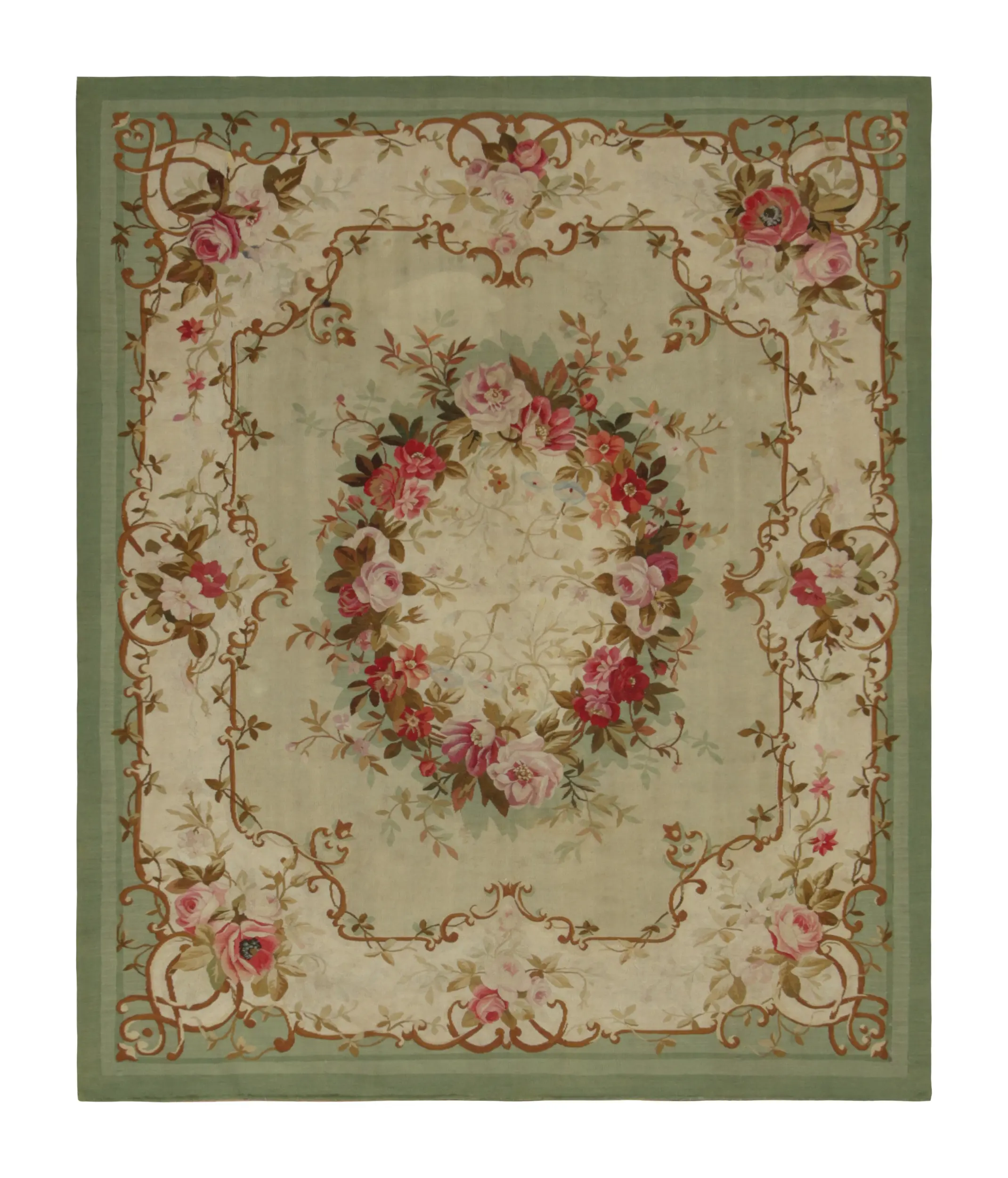 Antique Aubusson Floral Rug