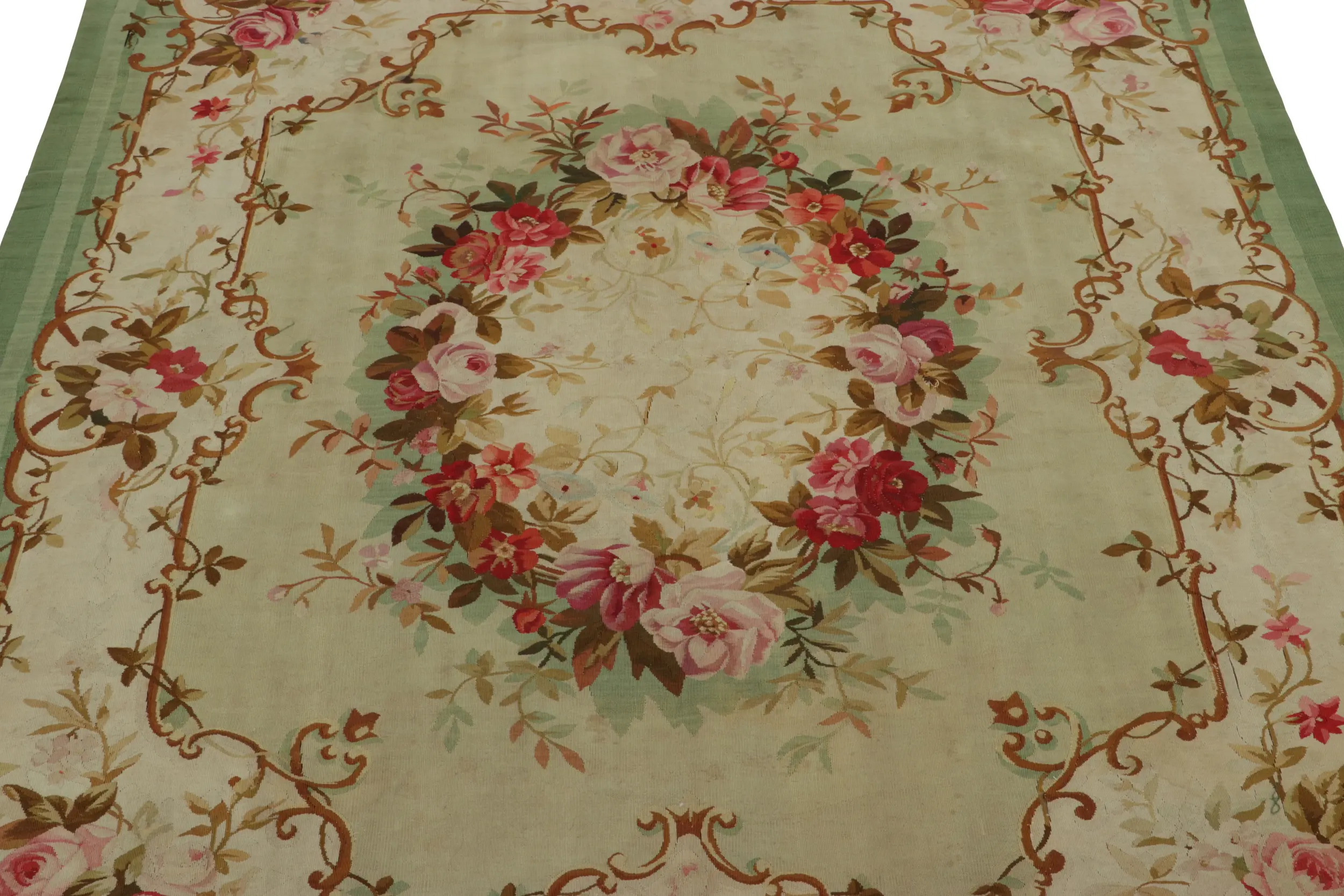 Antique Aubusson Floral Rug