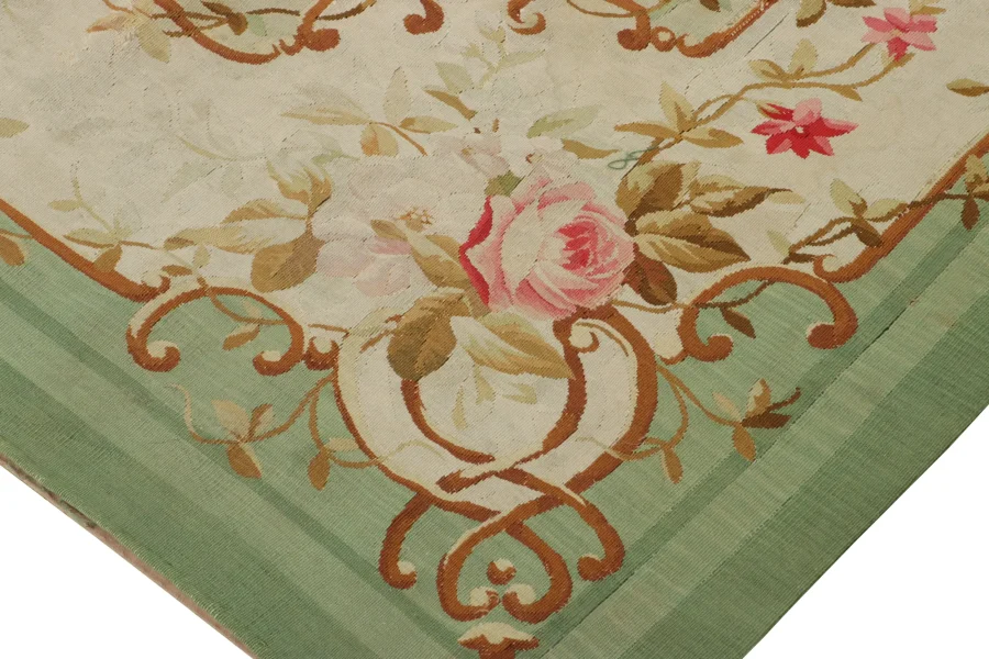 Antique Aubusson Floral Rug