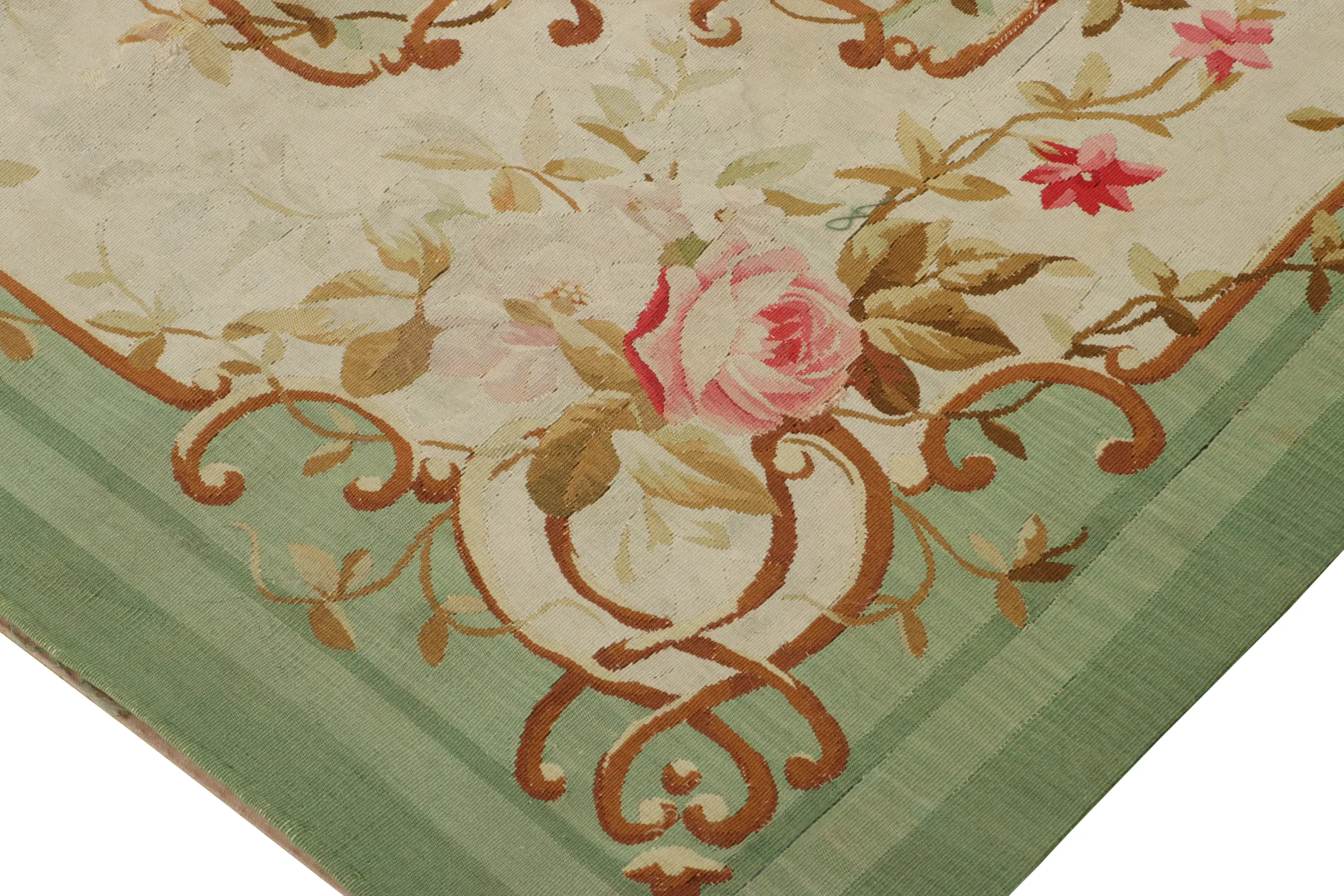 Antique Aubusson Floral Rug
