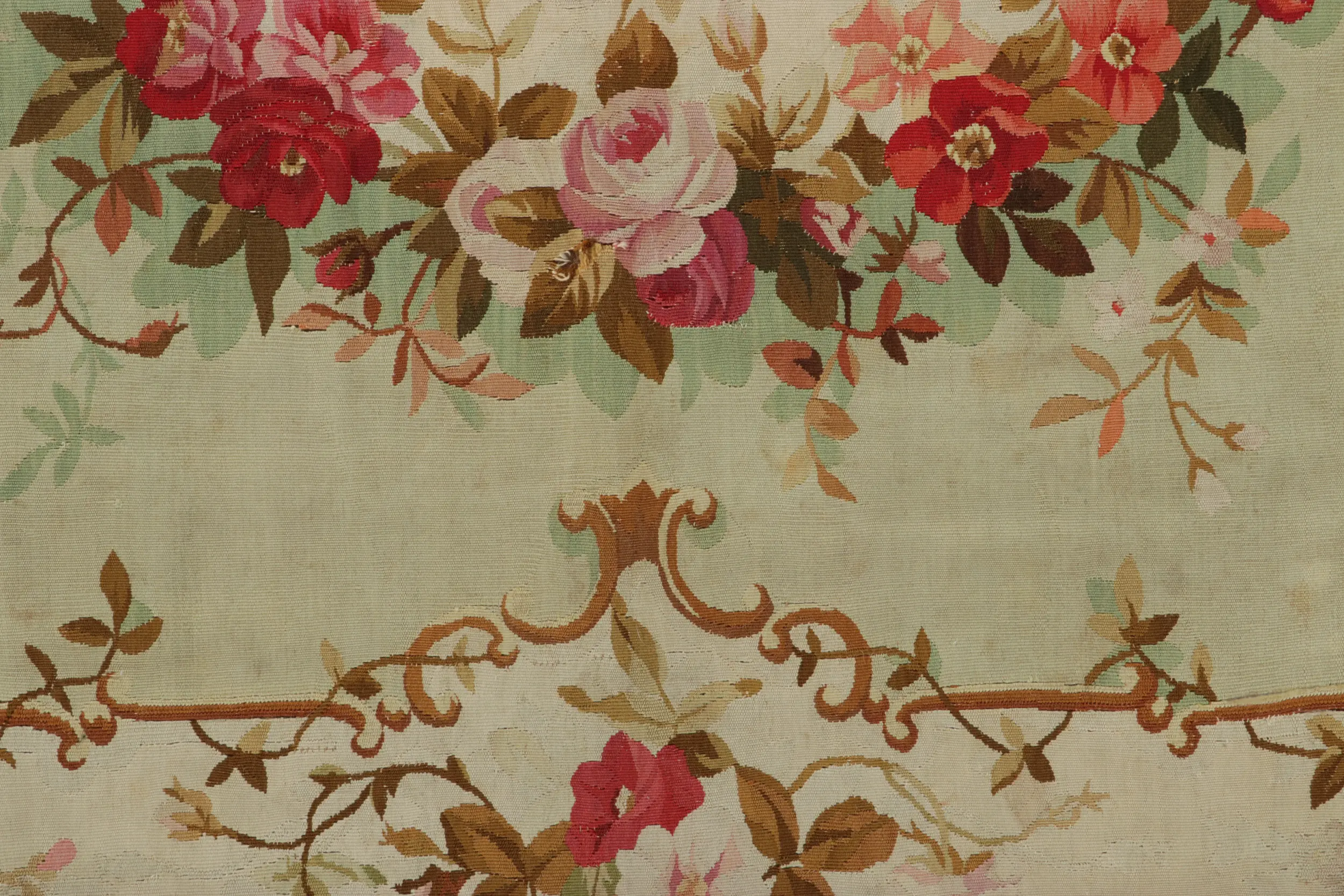 Antique Aubusson Floral Rug