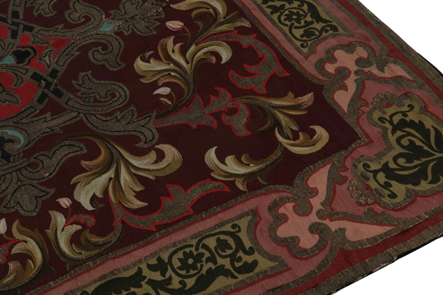 Antique Aubusson Flatweave Square Rug