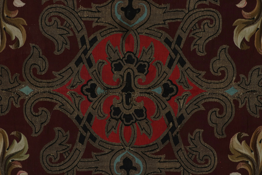 Antique Aubusson Flatweave Square Rug