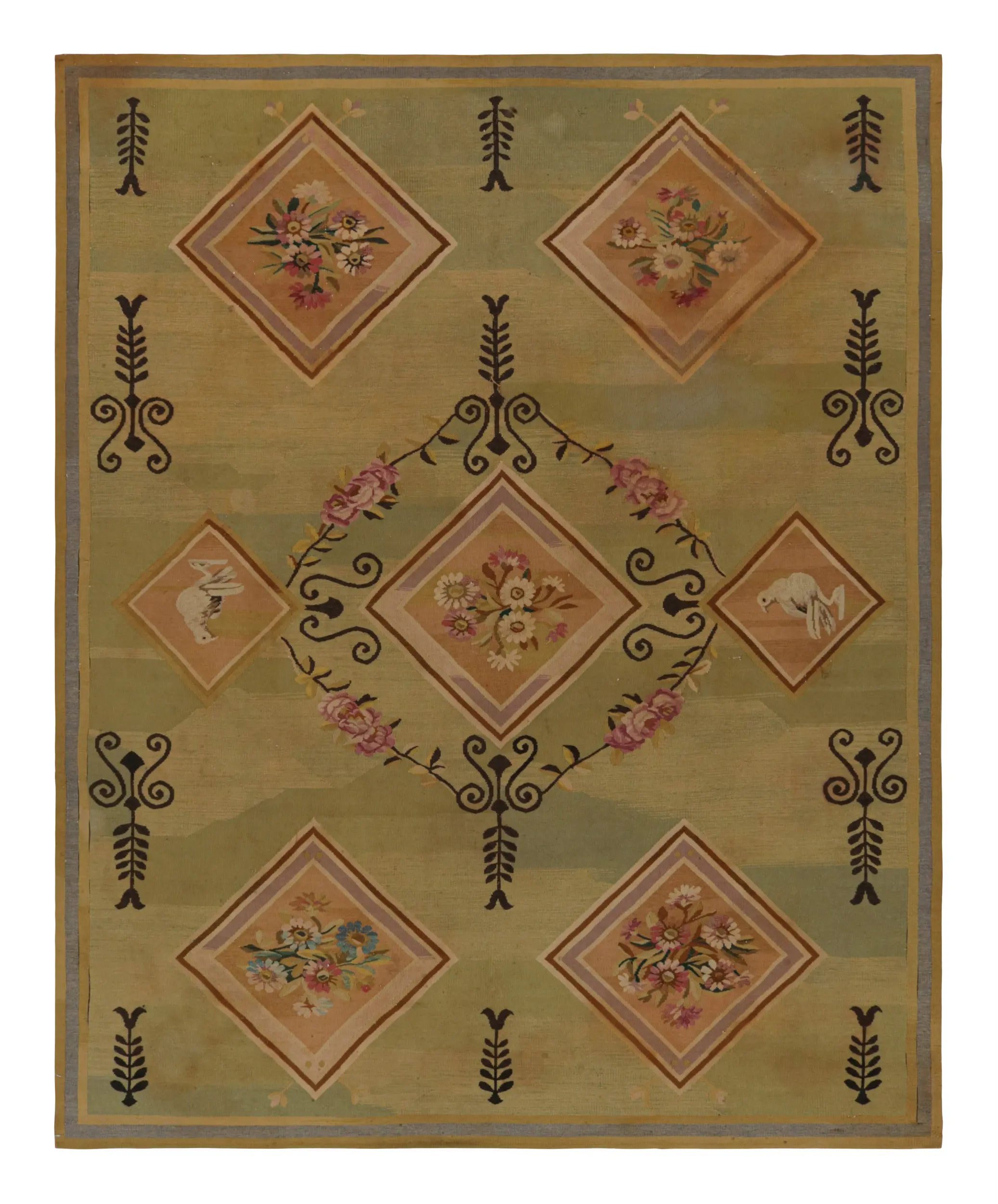 Vintage Aubusson Flatweave Rug