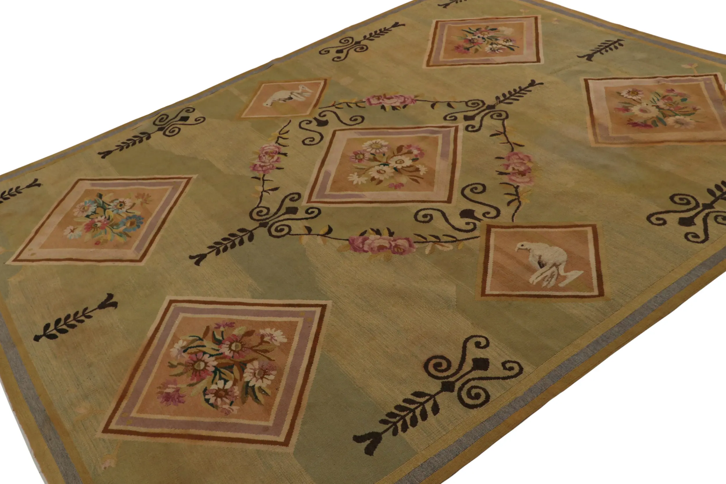 Vintage Aubusson Flatweave Rug