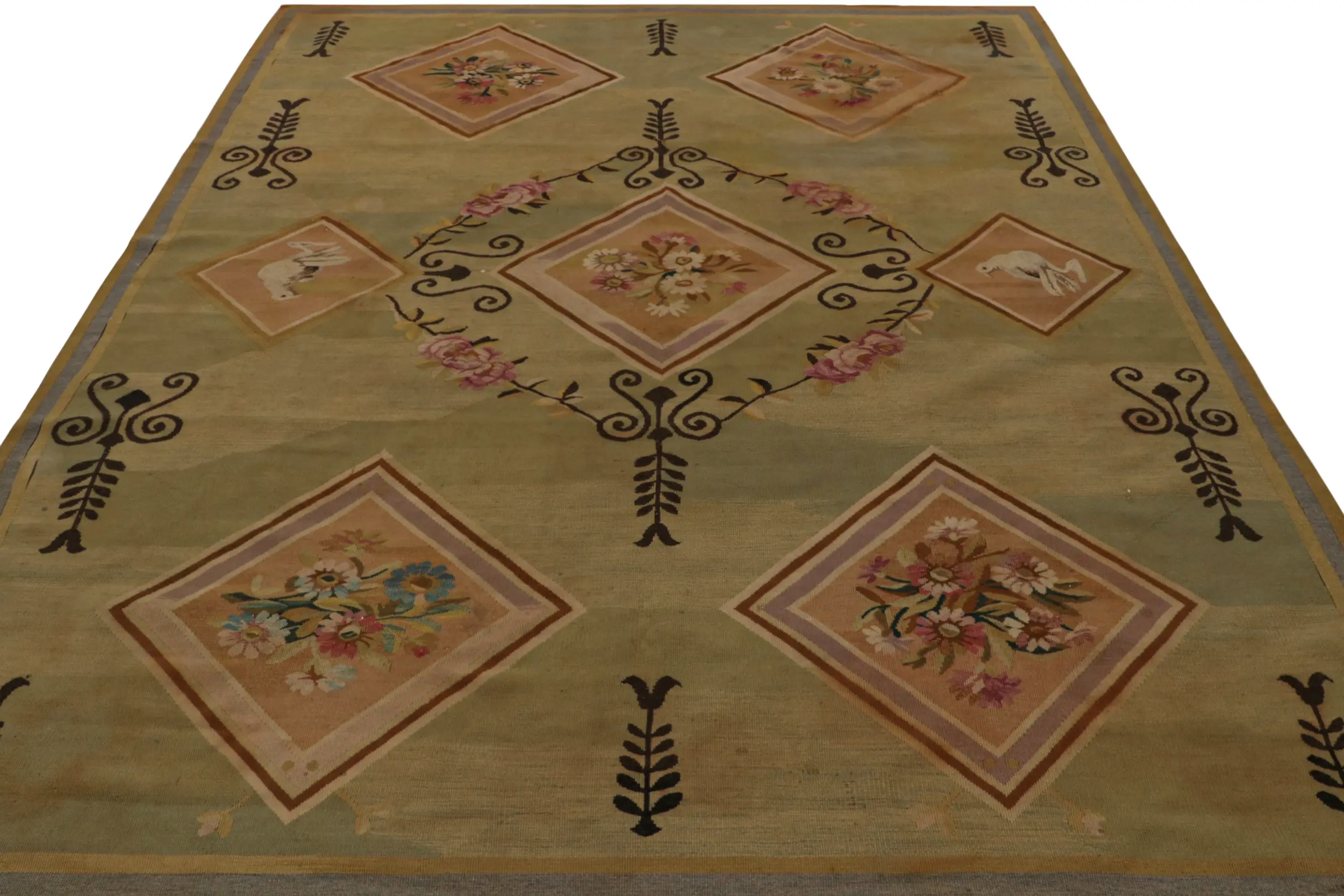 Vintage Aubusson Flatweave Rug