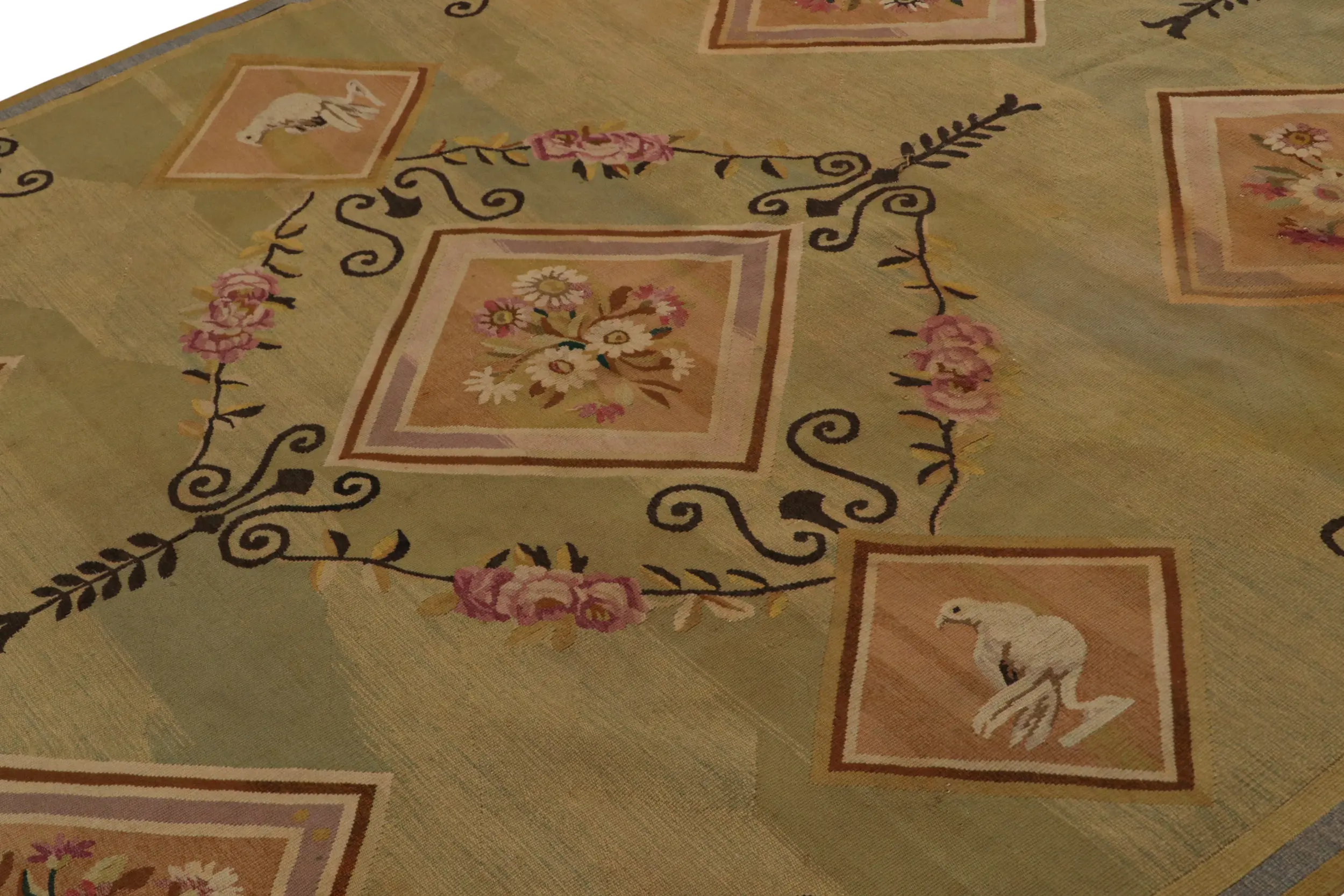 Vintage Aubusson Flatweave Rug
