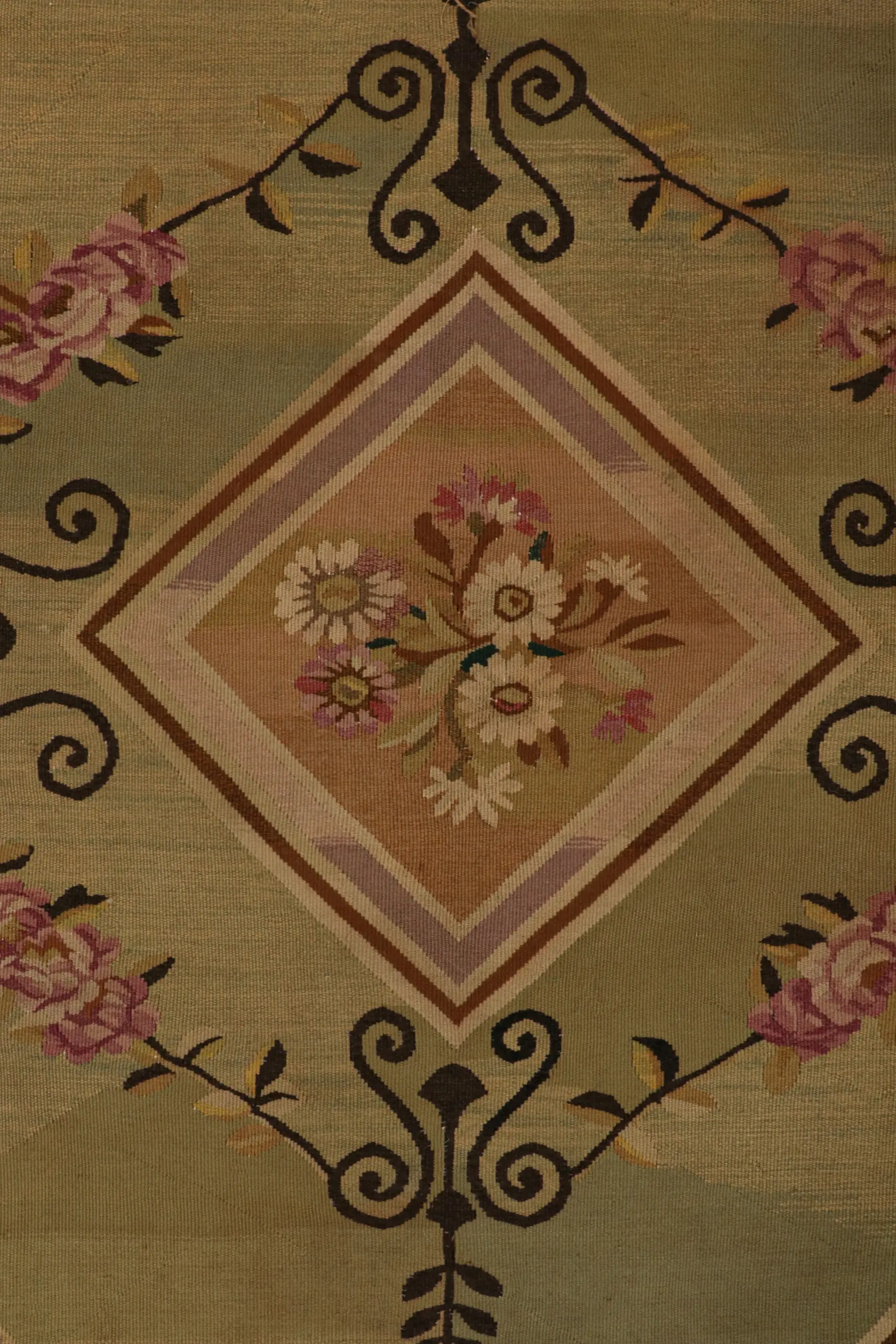 Vintage Aubusson Flatweave Rug