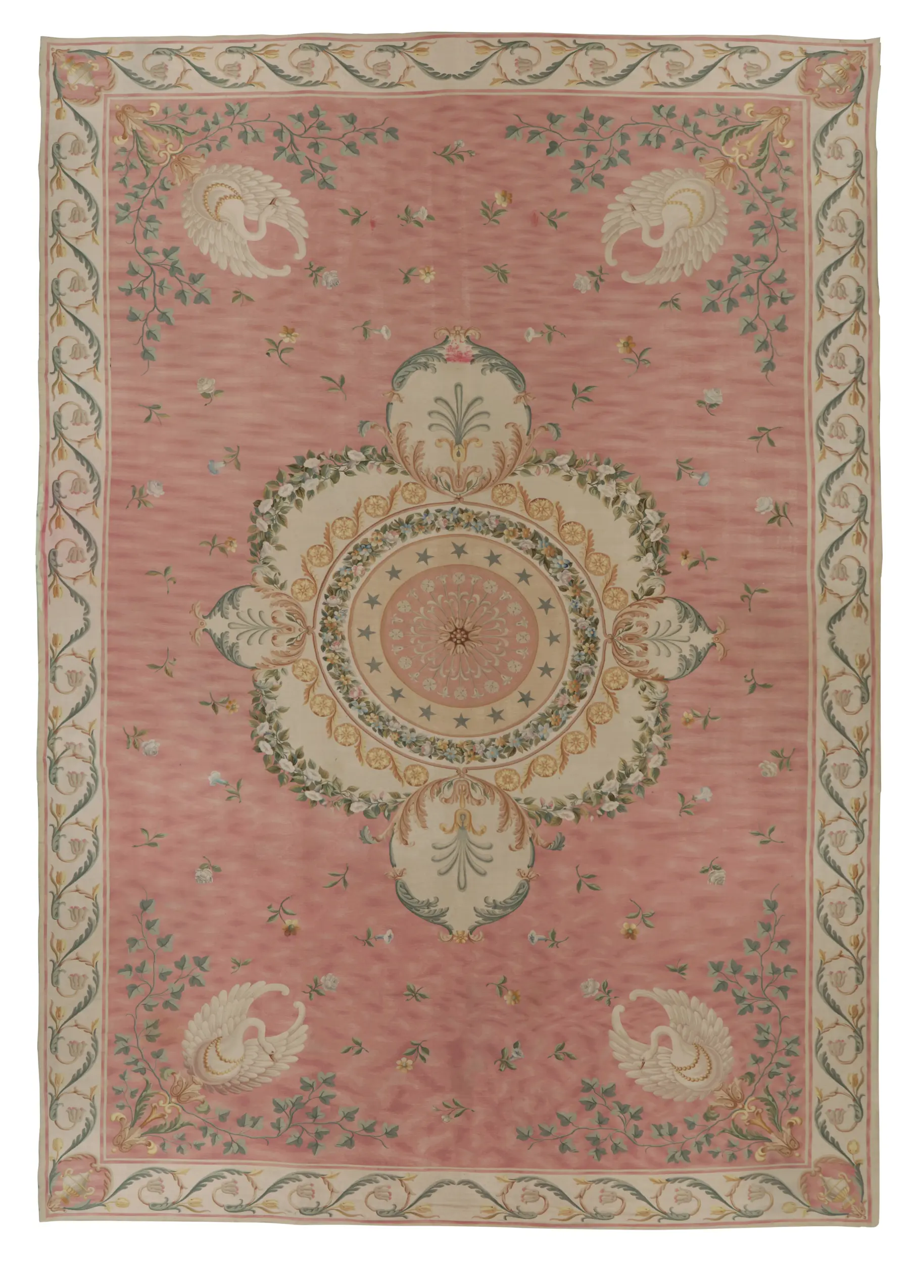 Oversized Antique Aubusson Floral Rug