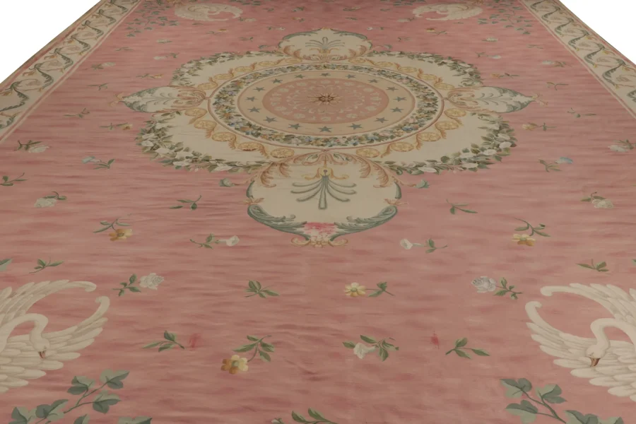 Oversized Antique Aubusson Floral Rug
