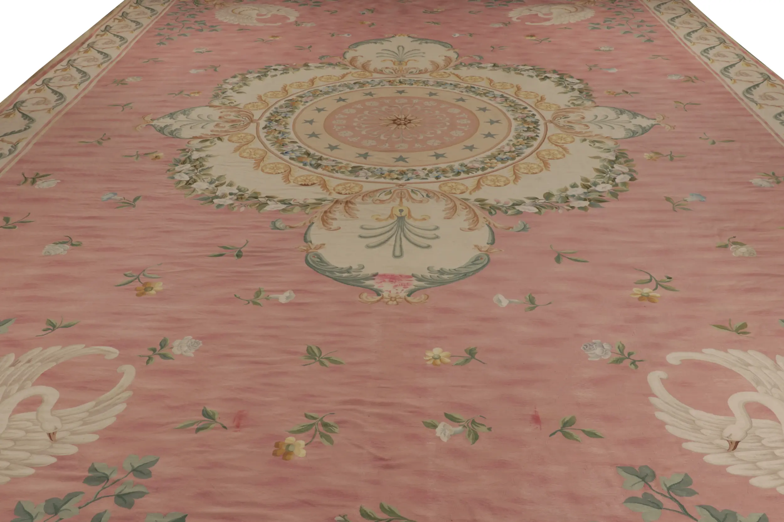 Oversized Antique Aubusson Floral Rug