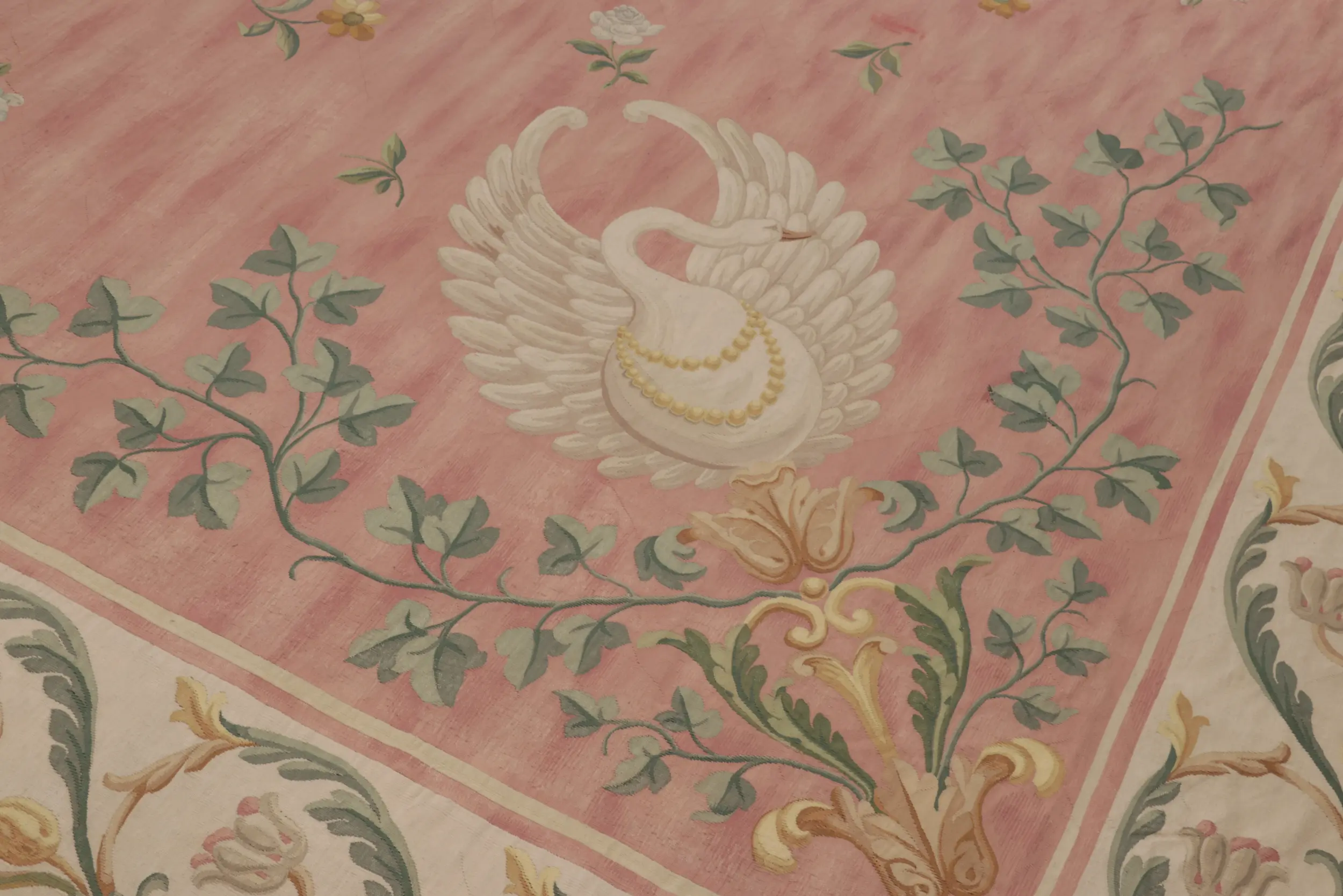 Oversized Antique Aubusson Floral Rug