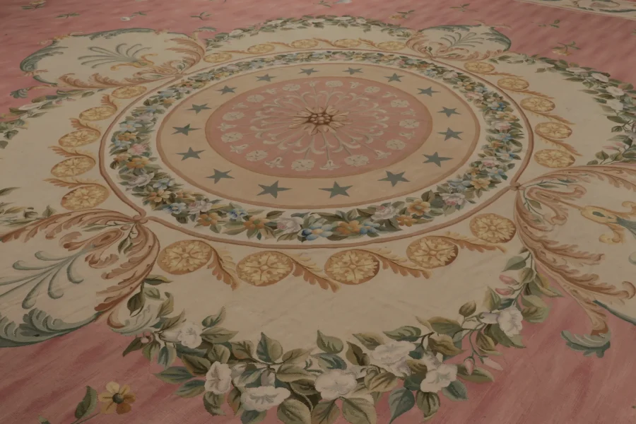 Oversized Antique Aubusson Floral Rug