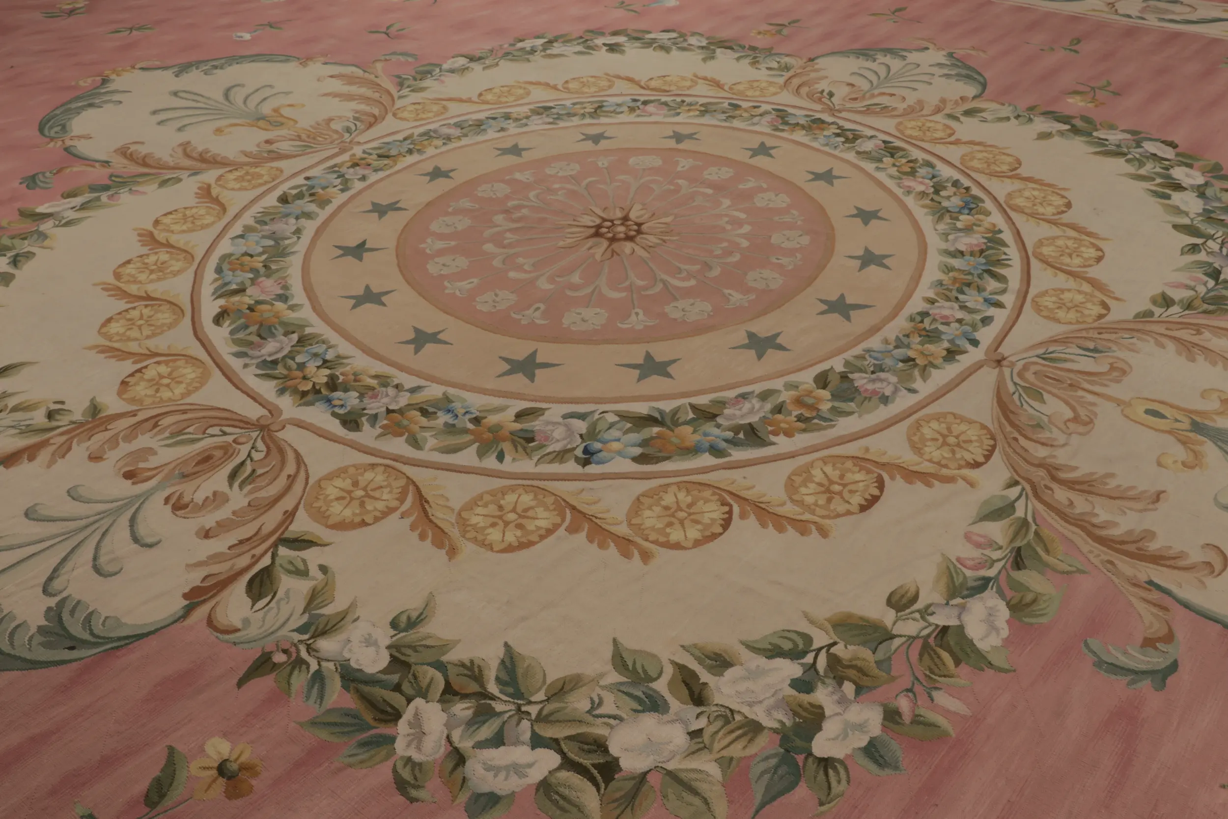 Oversized Antique Aubusson Floral Rug