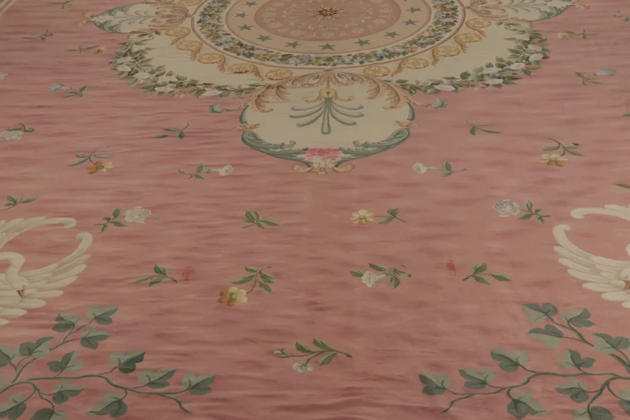 Oversized Antique Aubusson Floral Rug