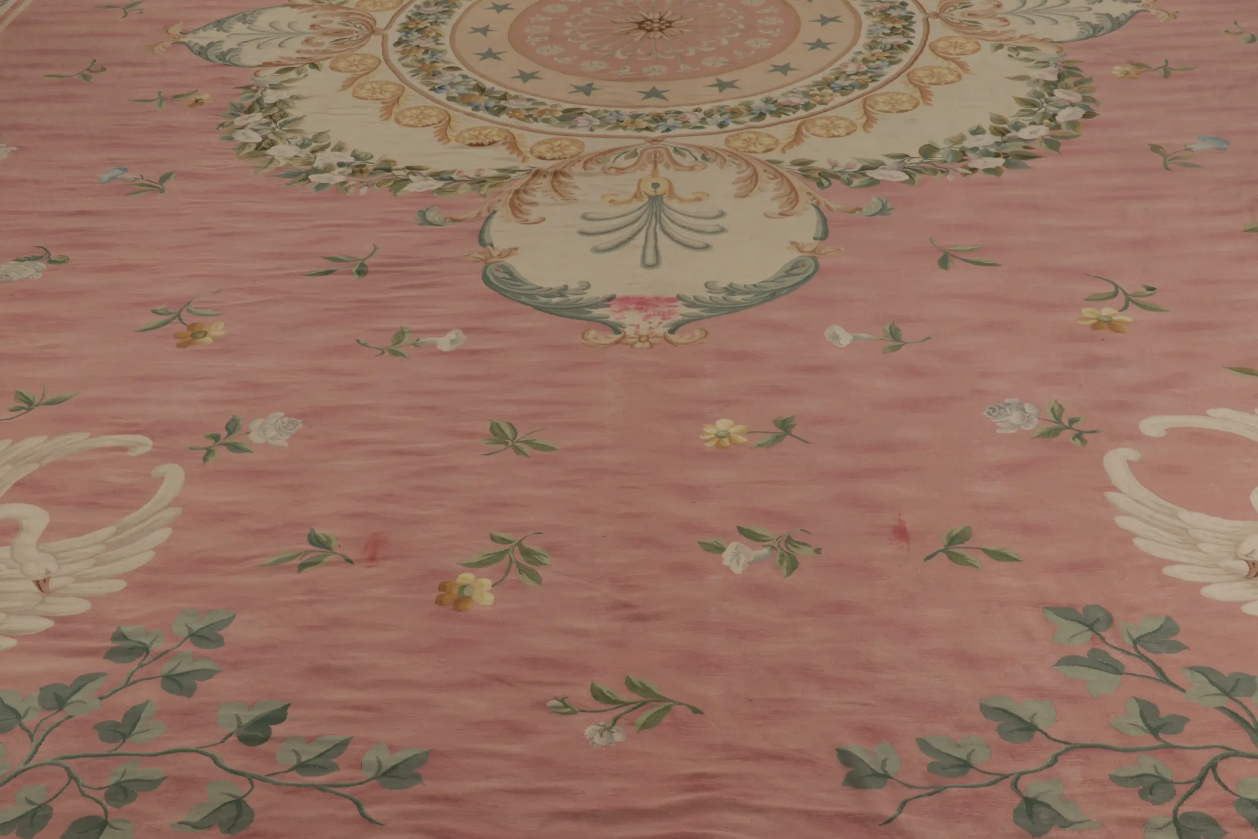 Oversized Antique Aubusson Floral Rug