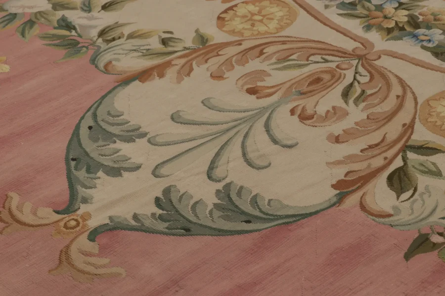 Oversized Antique Aubusson Floral Rug