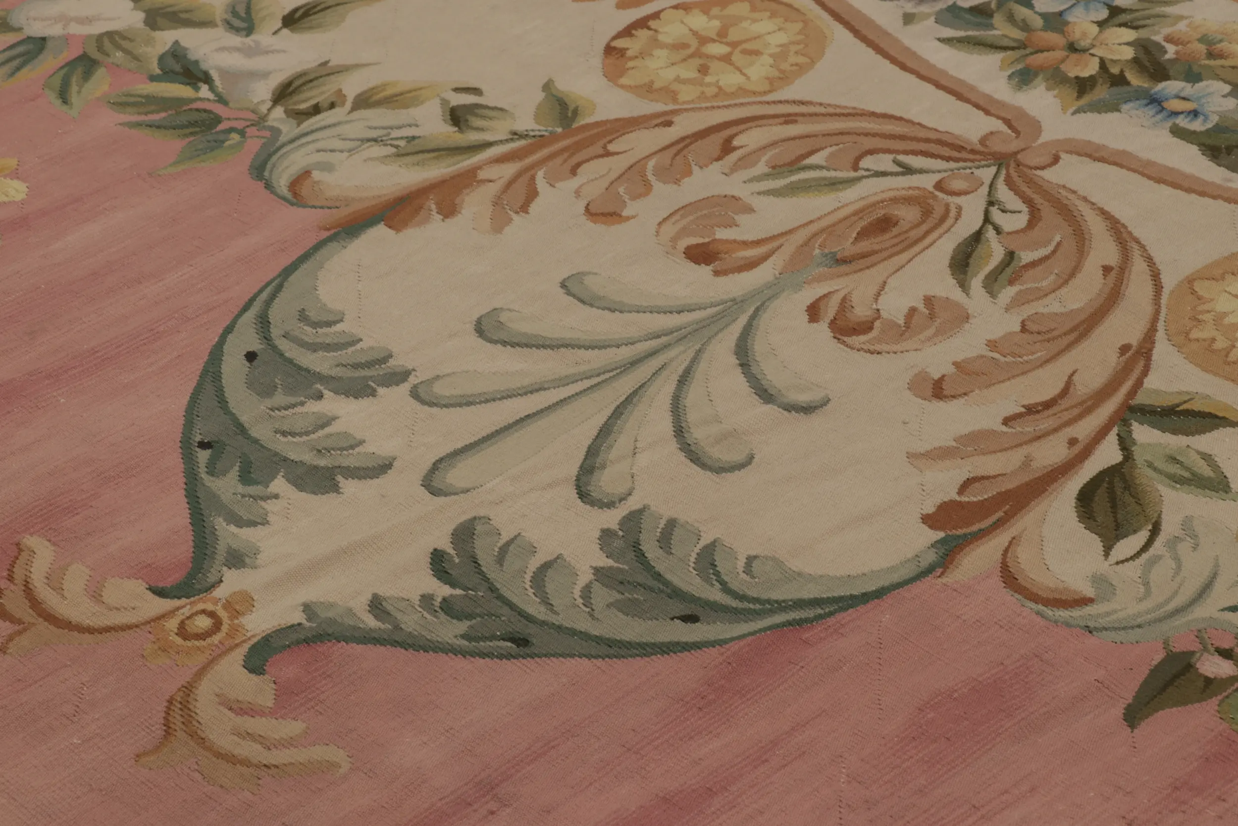 Oversized Antique Aubusson Floral Rug