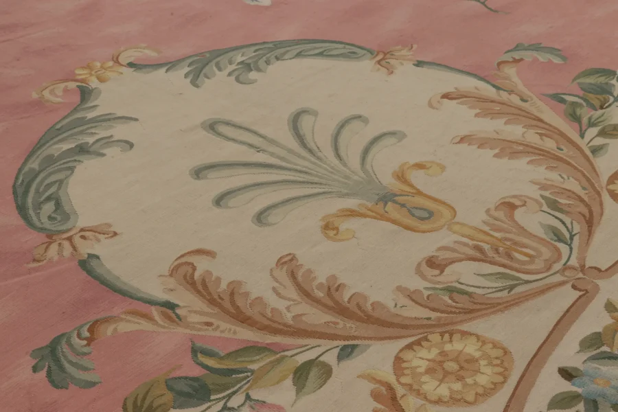 Oversized Antique Aubusson Floral Rug