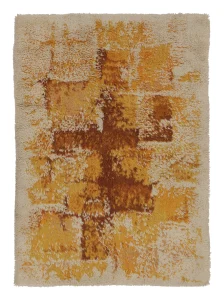 Vintage Swedish Rya Rug, Natural Beige with Sun-Drenched Abstract - Rug & Kilim