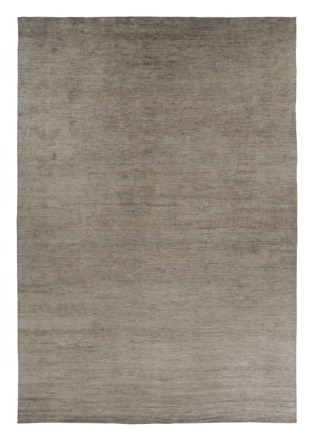 Rug & Kilim’s Oversized Contemporary Textural Rug in Brown, Gray & Beige Striae