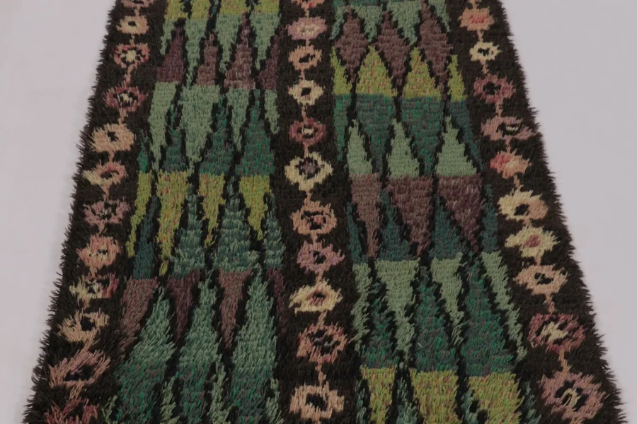 Vintage Swedish Geometric Rug