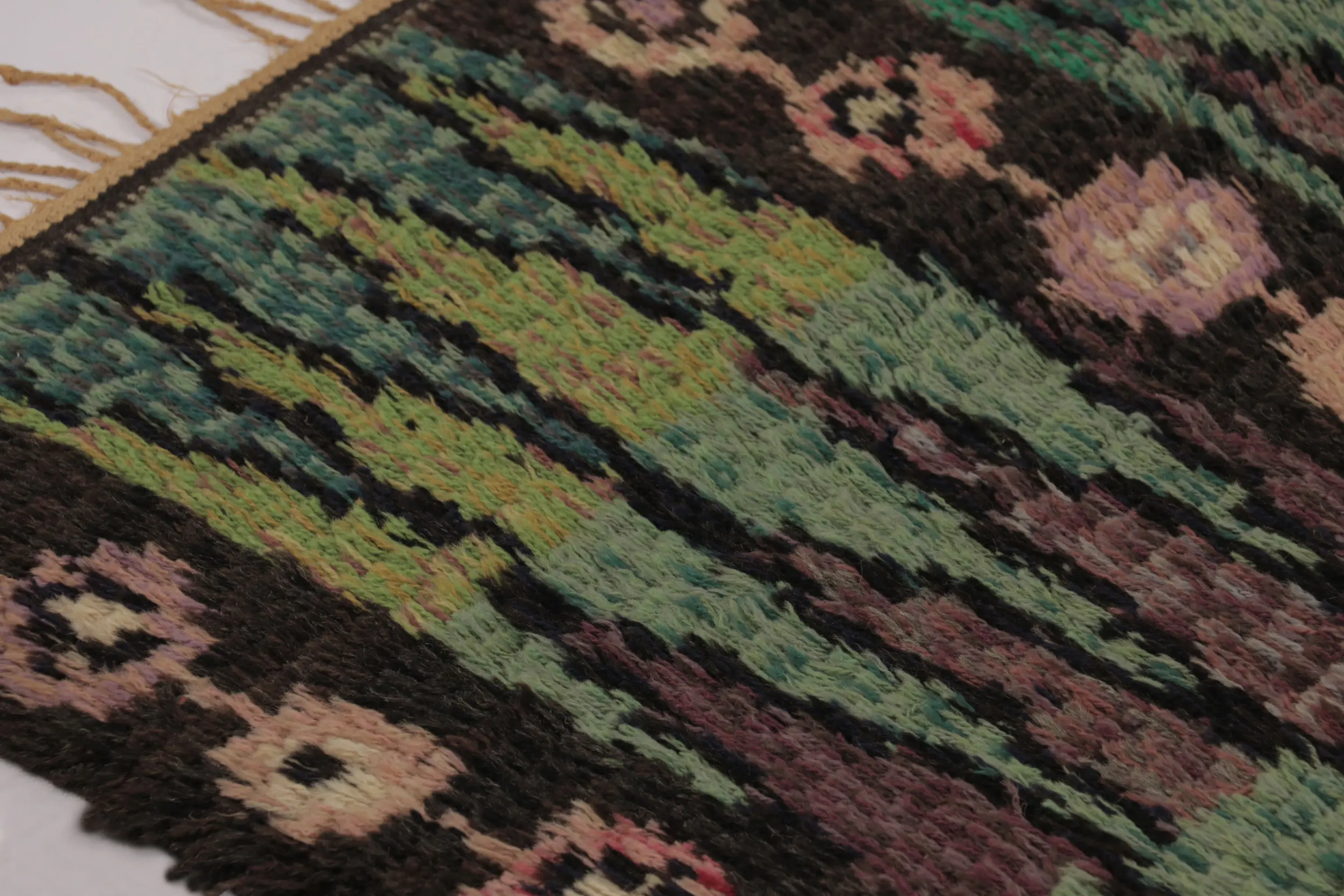 Vintage Swedish Geometric Rug