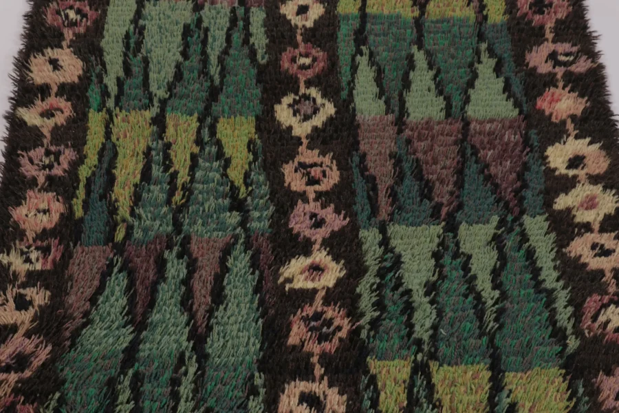 Vintage Swedish Geometric Rug