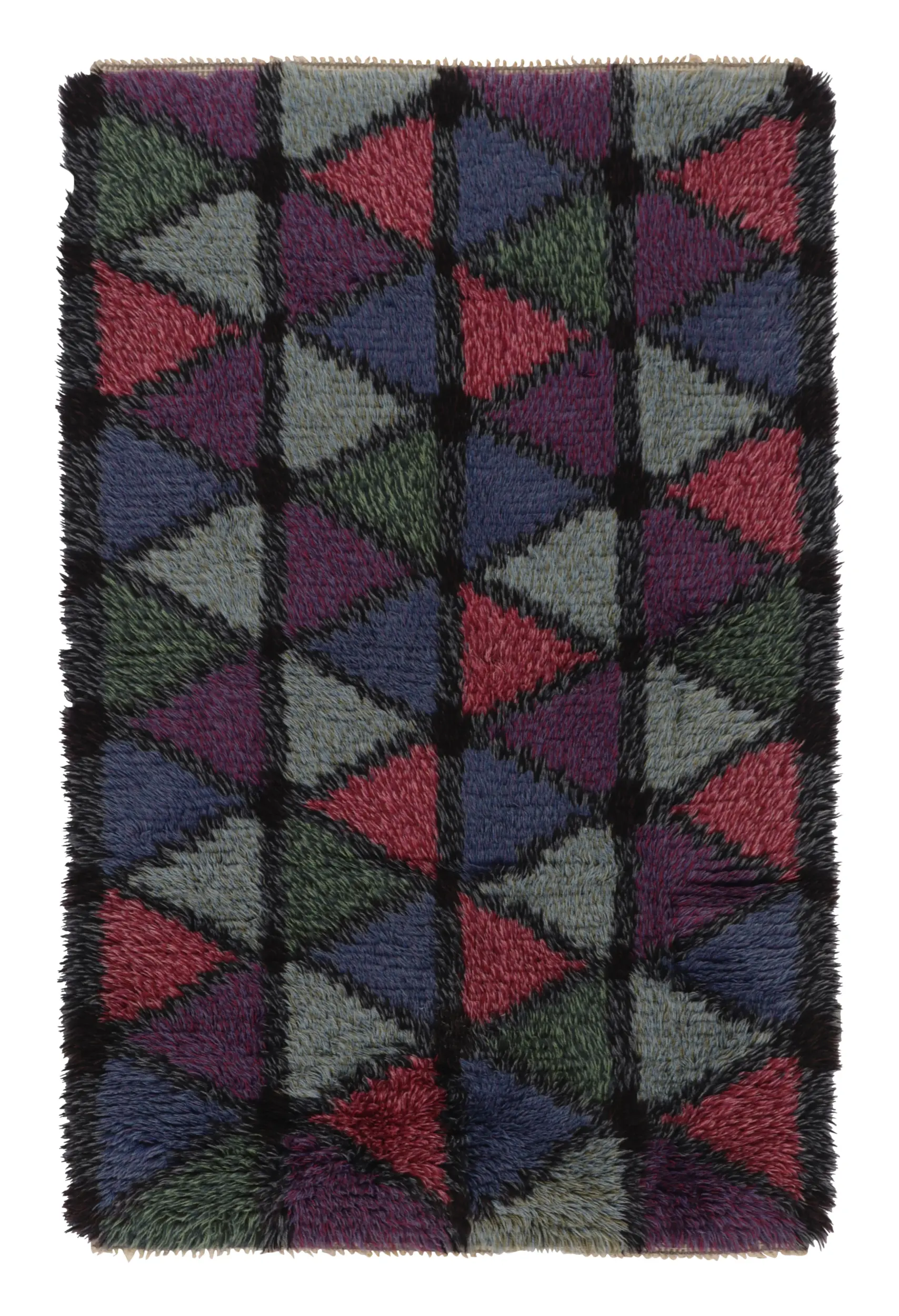 Vintage Swedish Geometric Rug