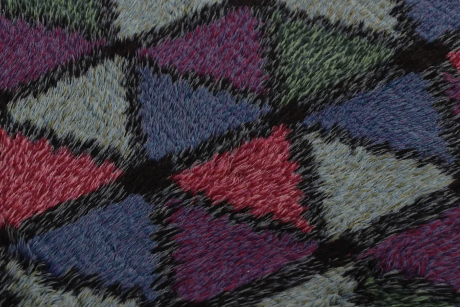 Vintage Swedish Geometric Rug