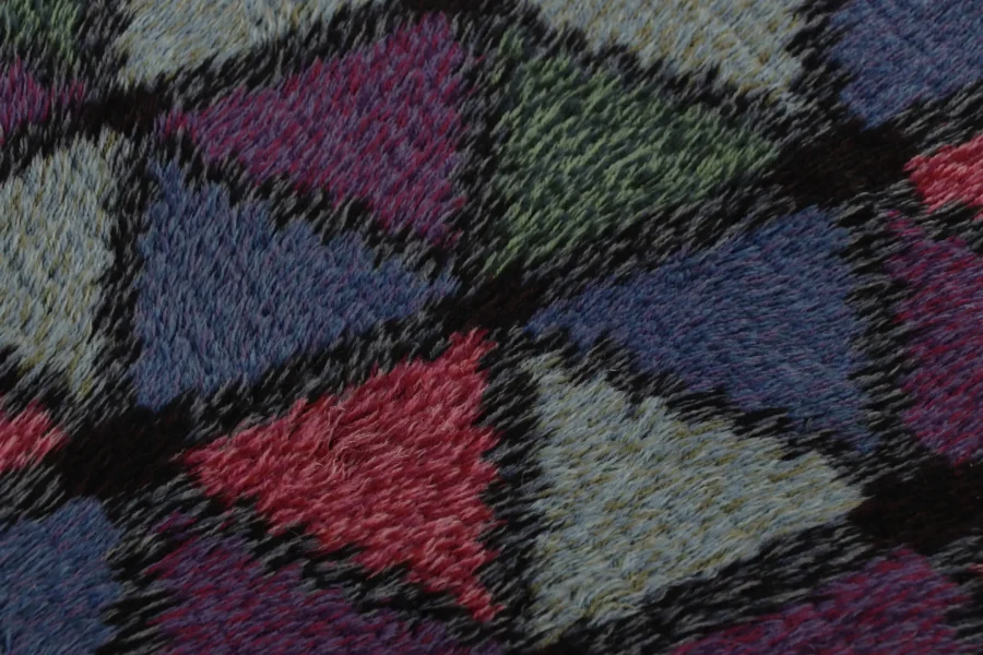 Vintage Swedish Geometric Rug