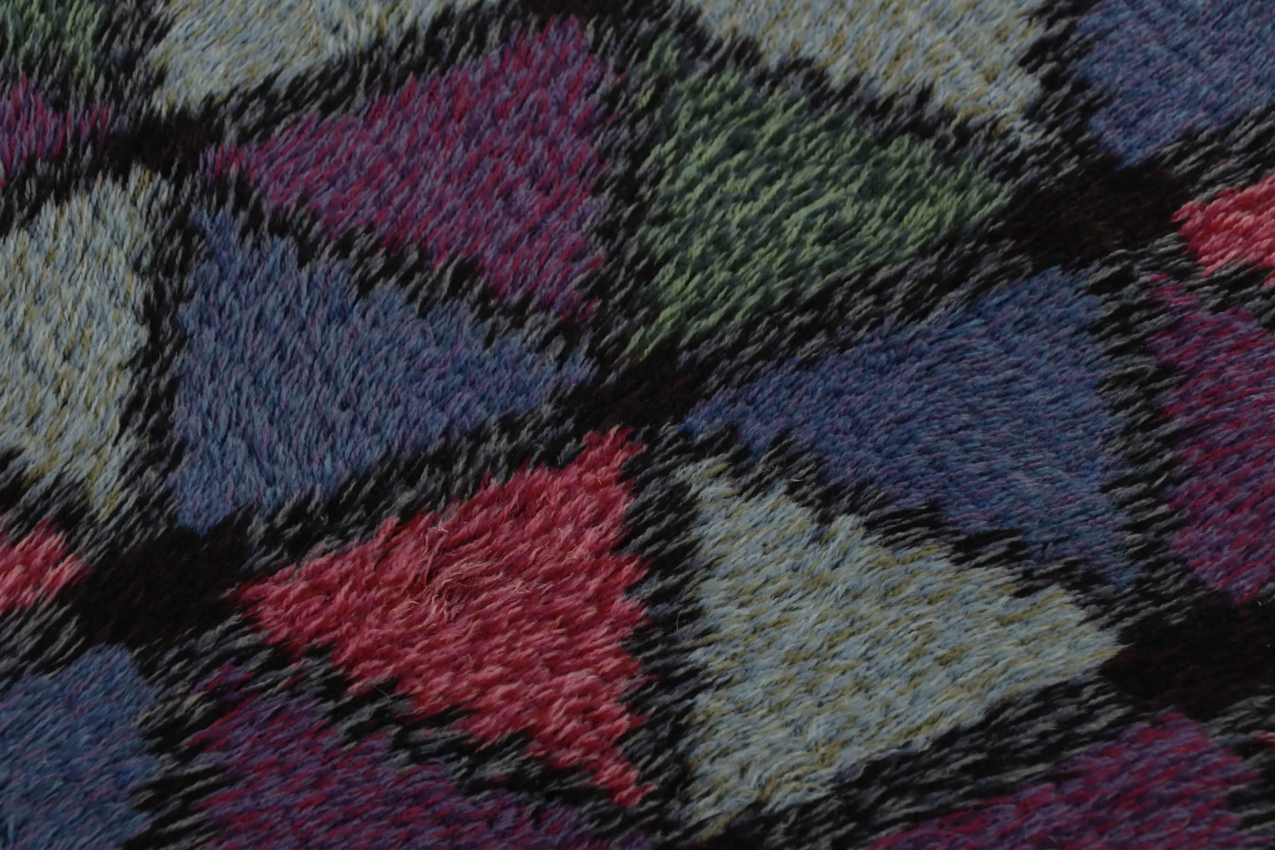 Vintage Swedish Geometric Rug