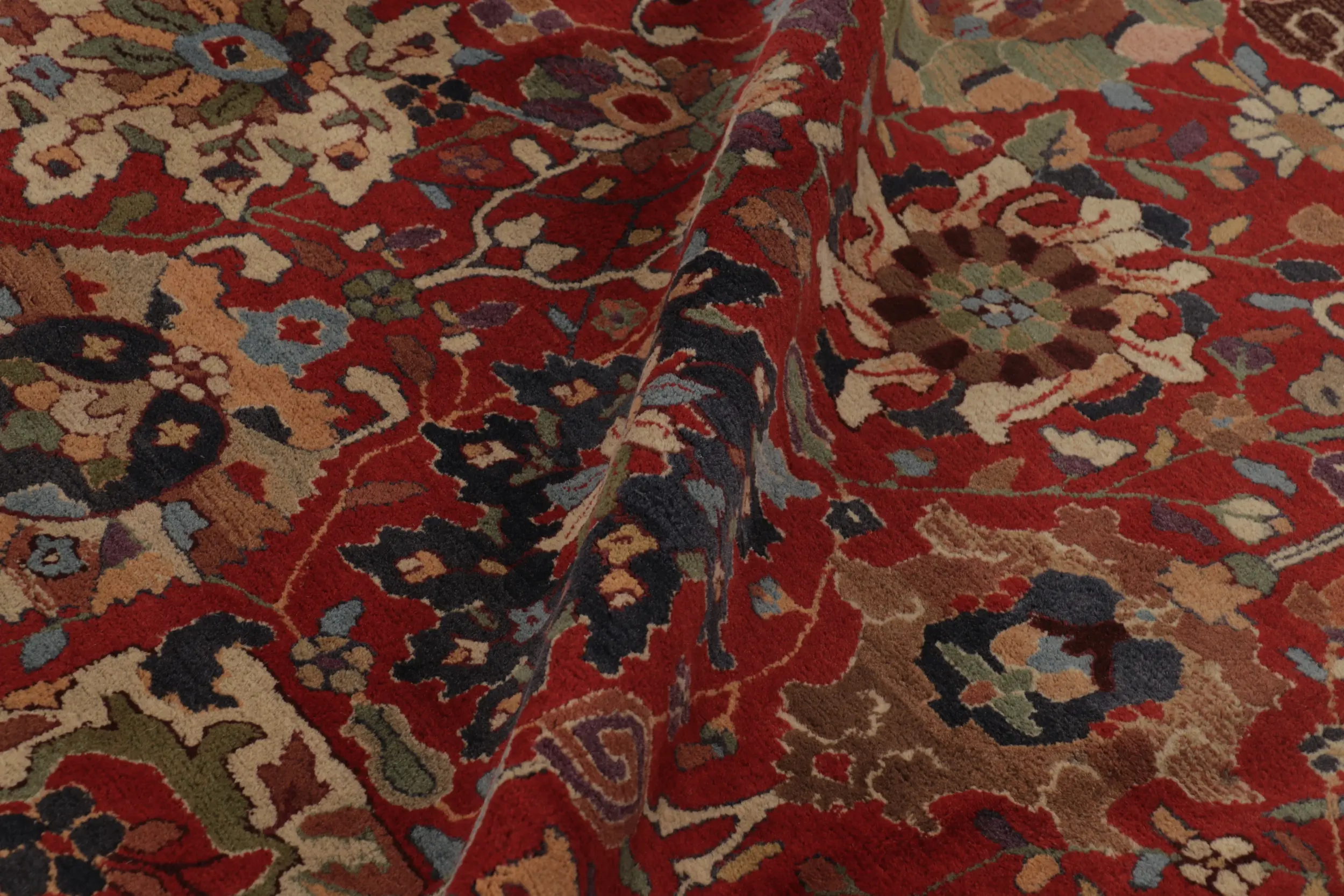 Antique Tetex Hooked Rug, Red Geometric