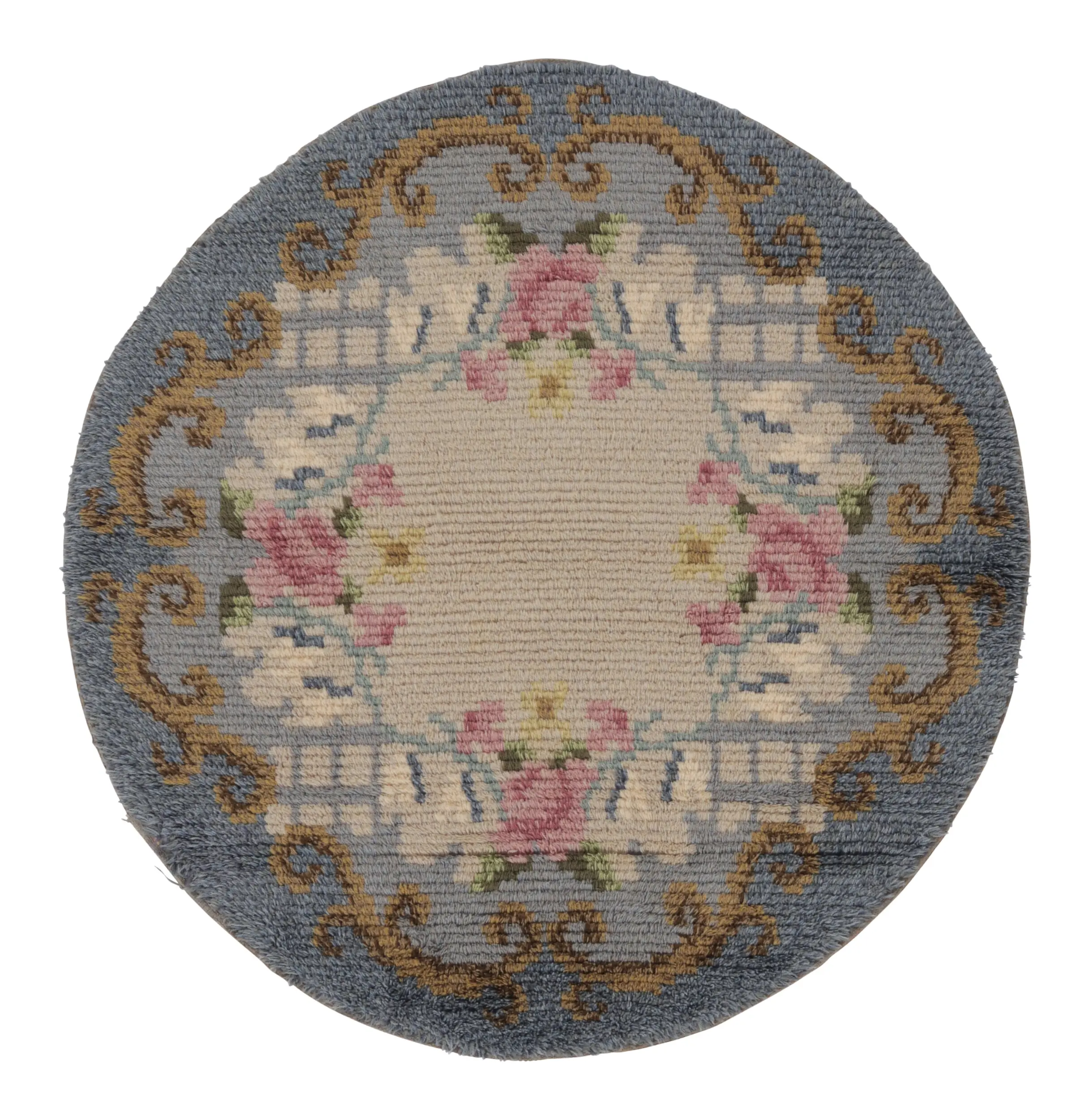 Vintage Swedish Geometric Circle Rug