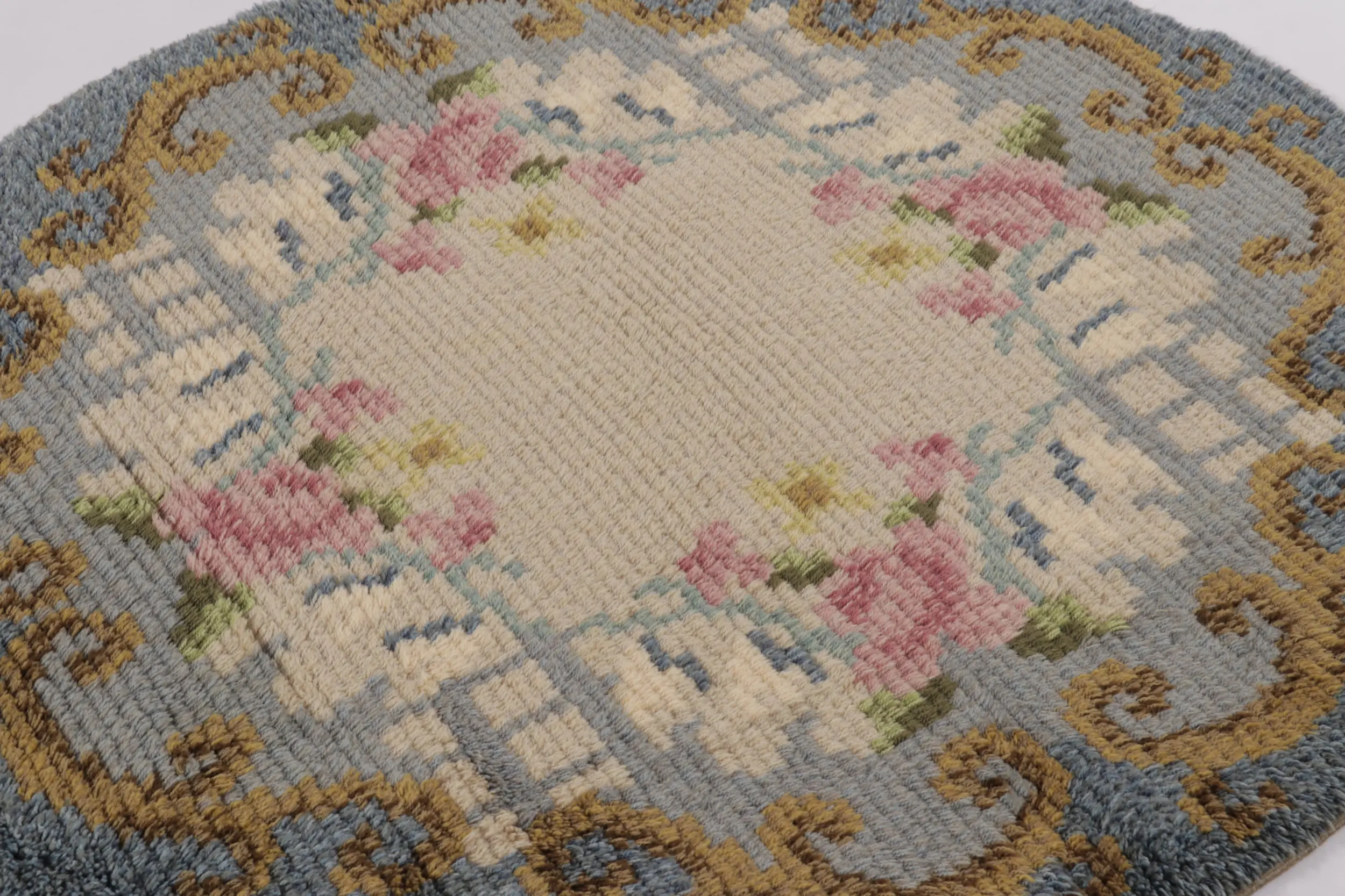 Vintage Swedish Geometric Circle Rug