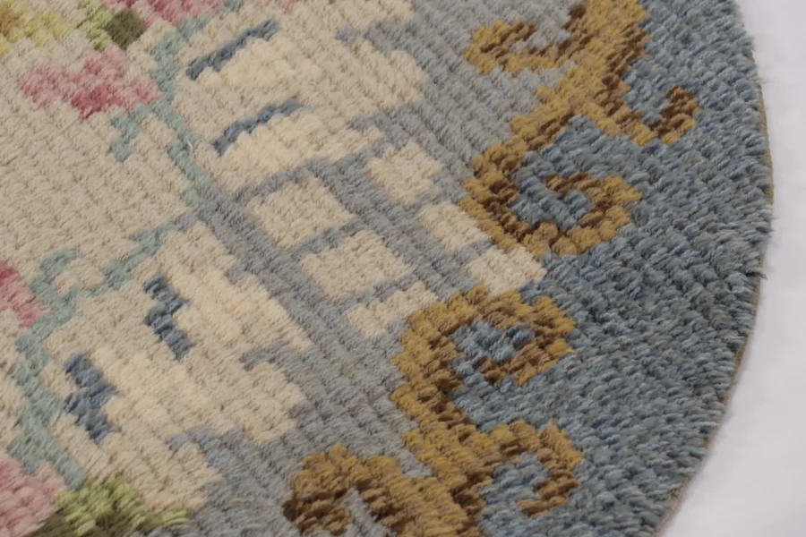 Vintage Swedish Geometric Circle Rug