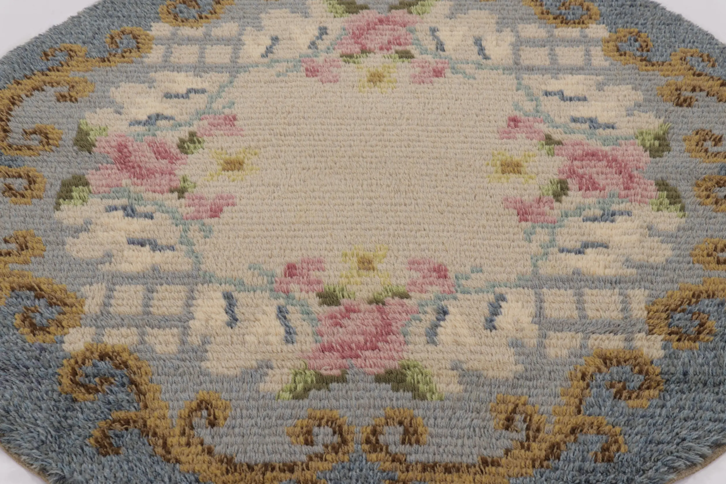 Vintage Swedish Geometric Circle Rug