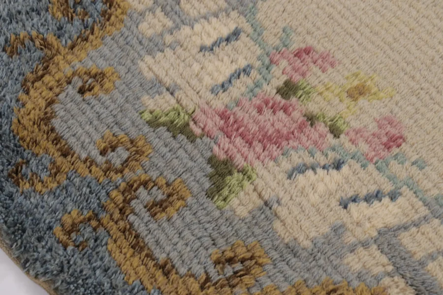 Vintage Swedish Geometric Circle Rug