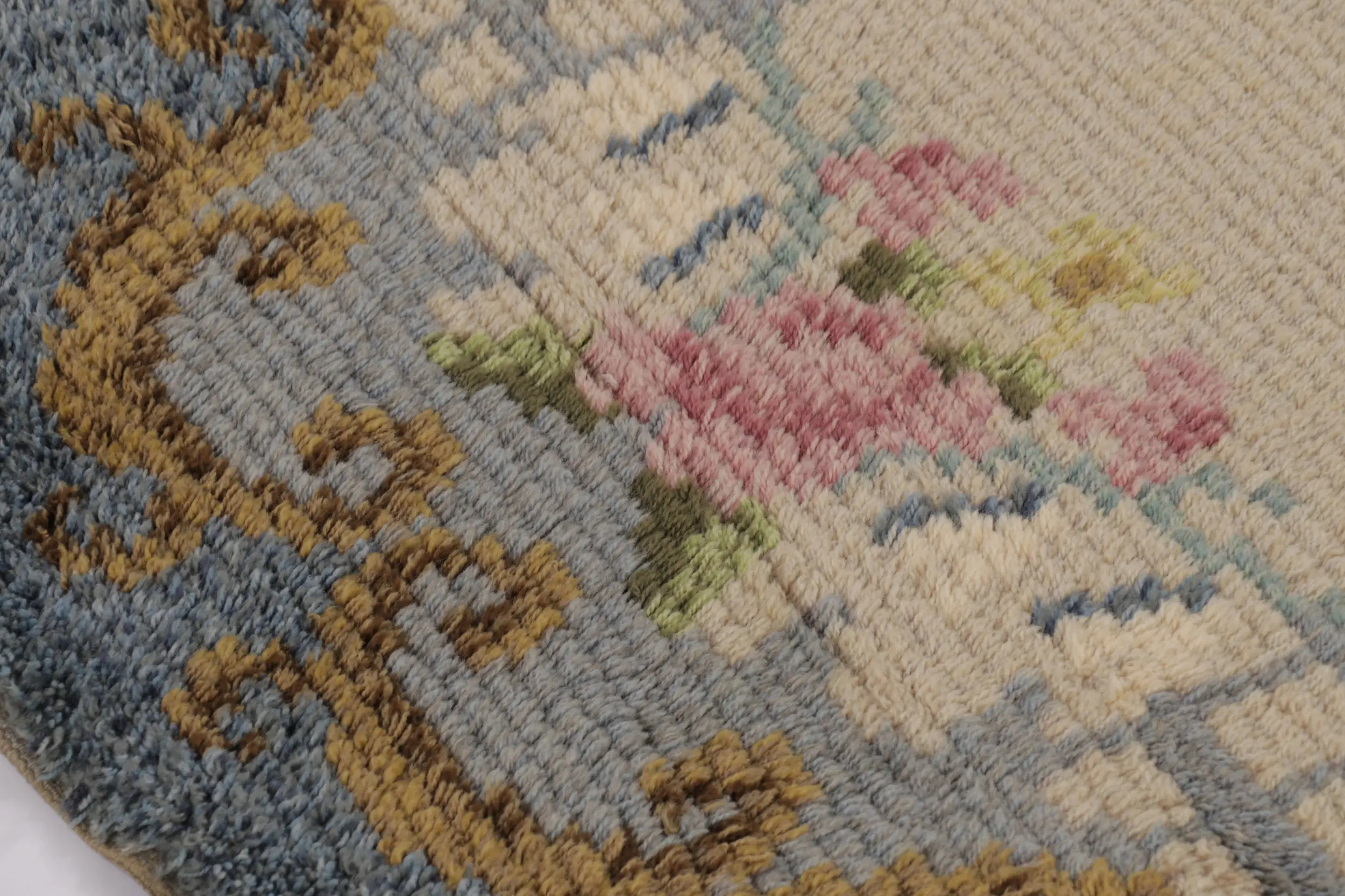 Vintage Swedish Geometric Circle Rug