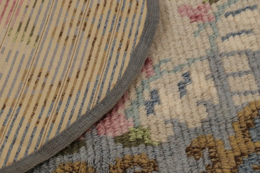 Vintage Swedish Geometric Circle Rug