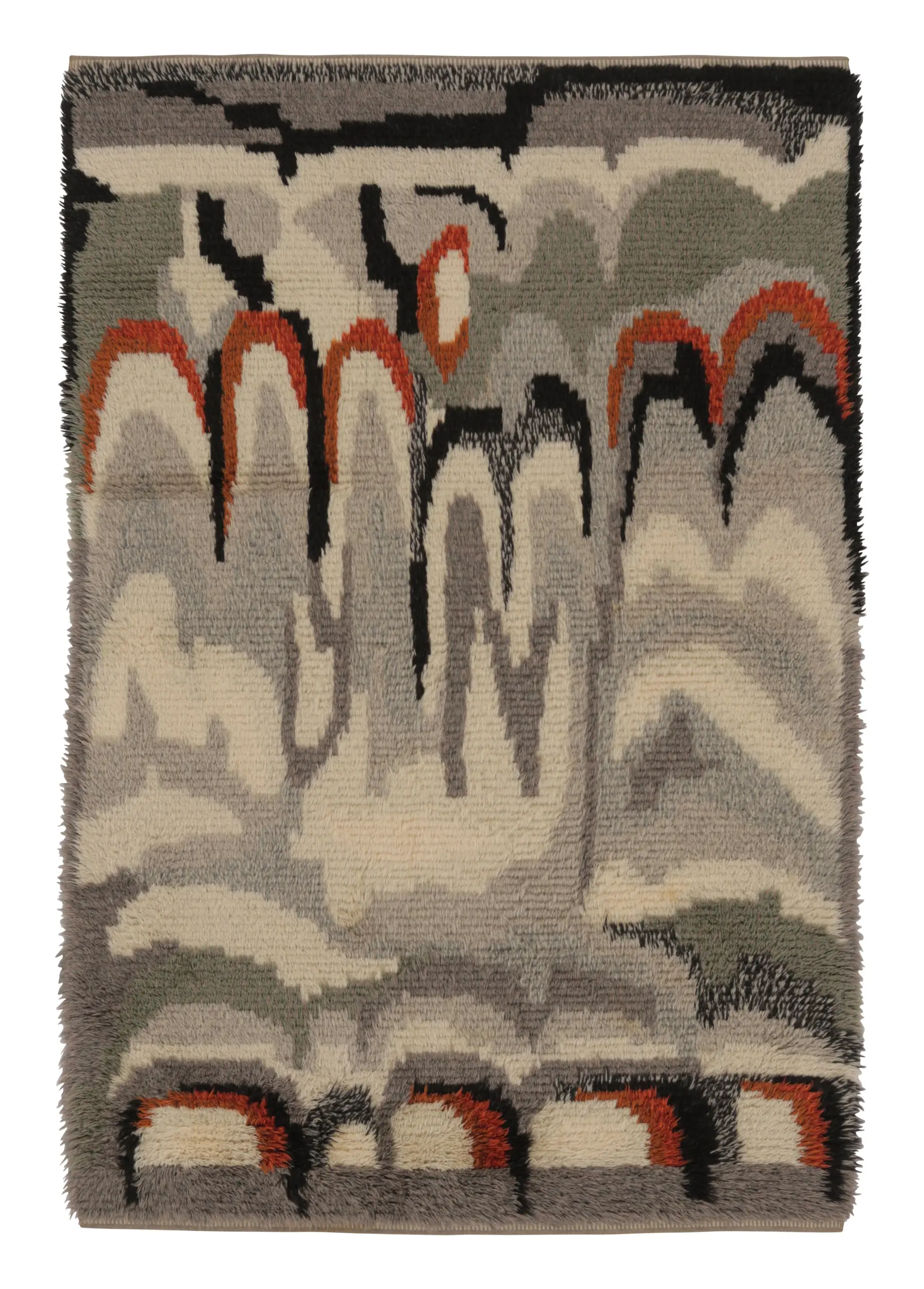 Vintage Swedish Geometric Rug