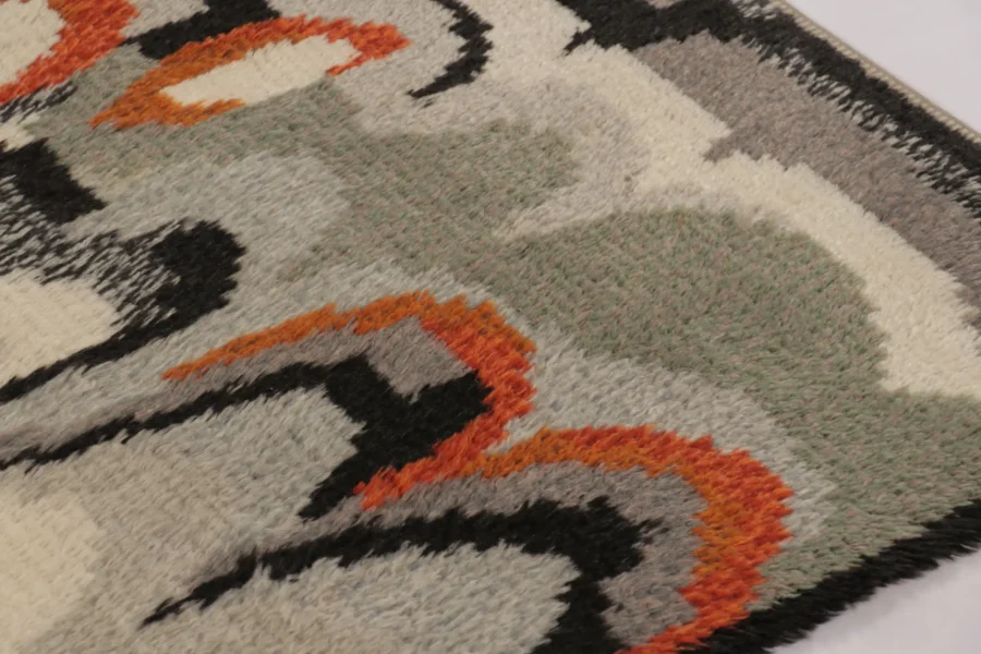 Vintage Swedish Geometric Rug