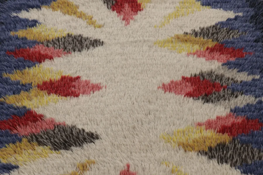 Vintage Swedish Geometric Rug