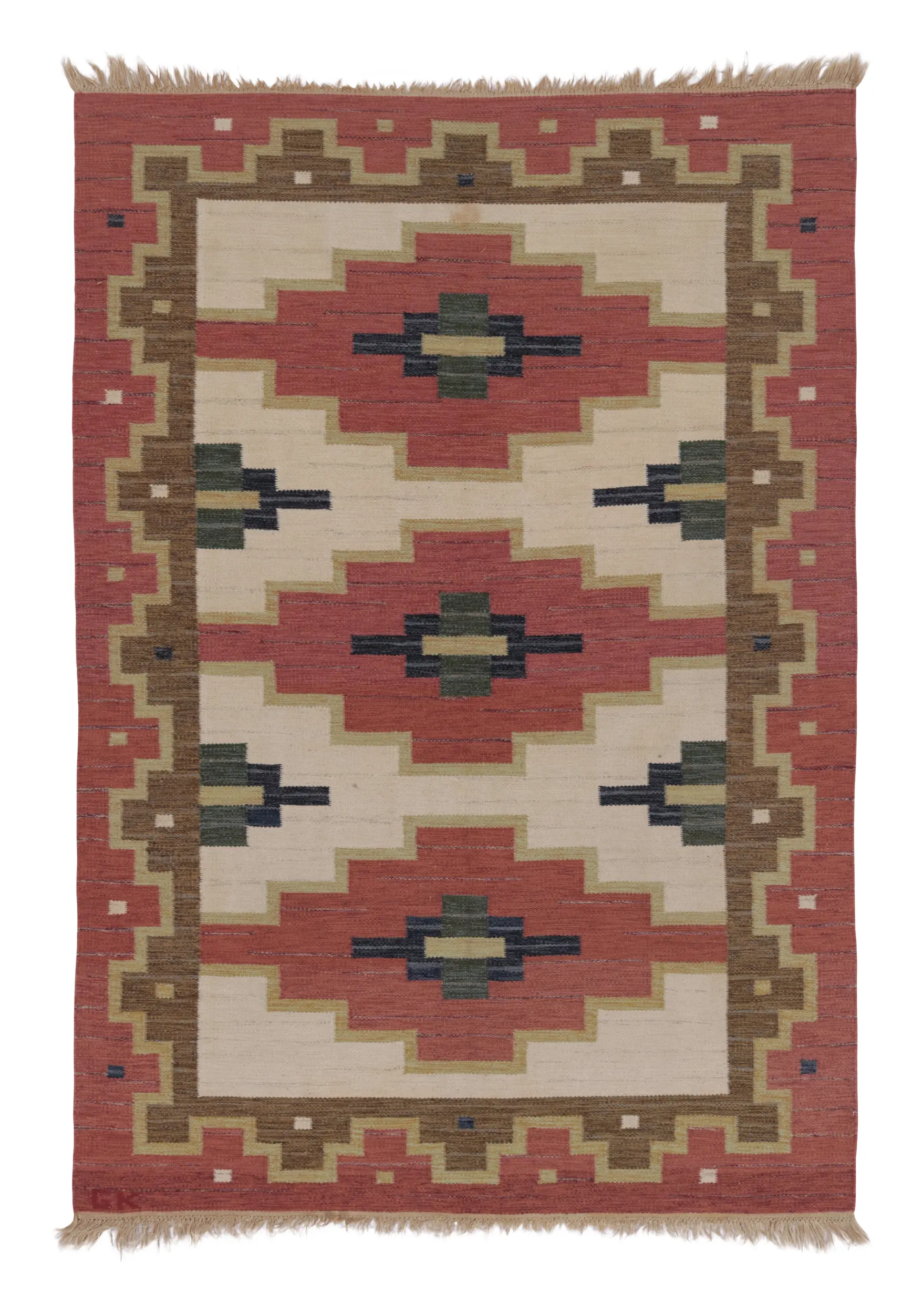 Vintage Swedish Geometric Flatweave