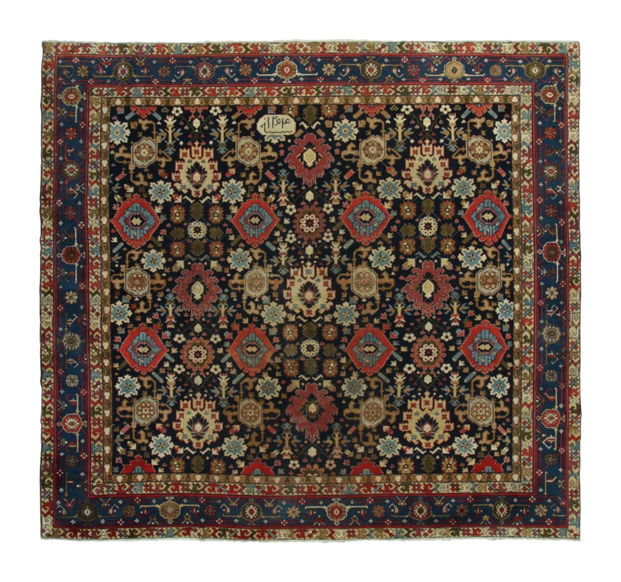 Antique 19th Century Karabagh Rug with Luminous Floral Medallions - Rug & Kilim