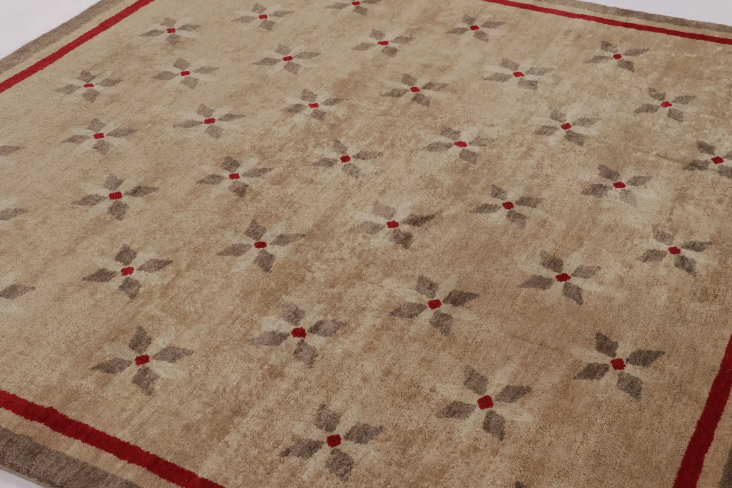 French Art Deco Floral Square Rug