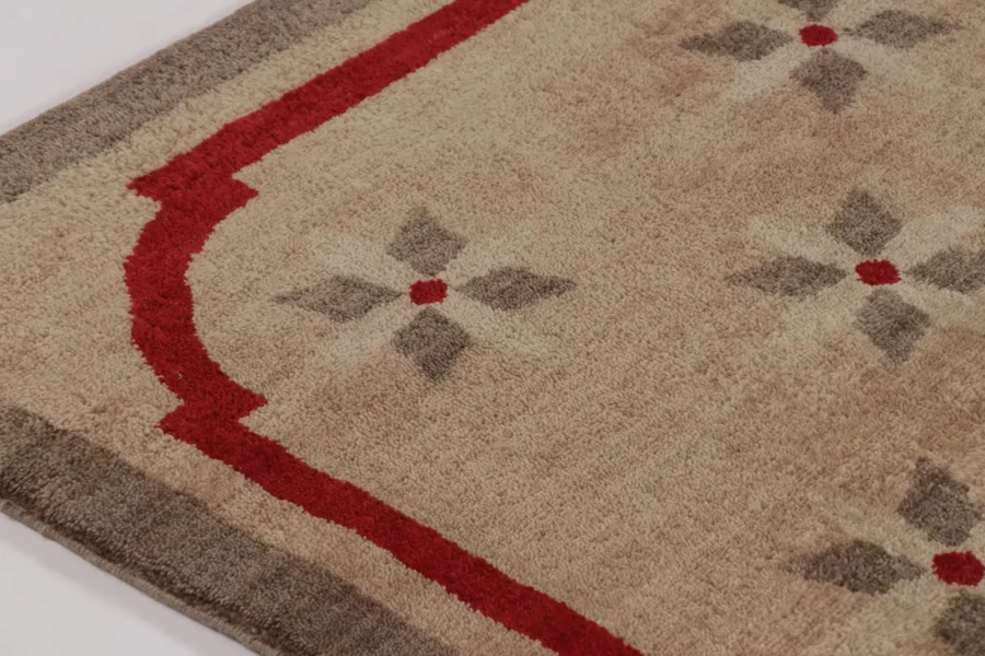 French Art Deco Floral Square Rug