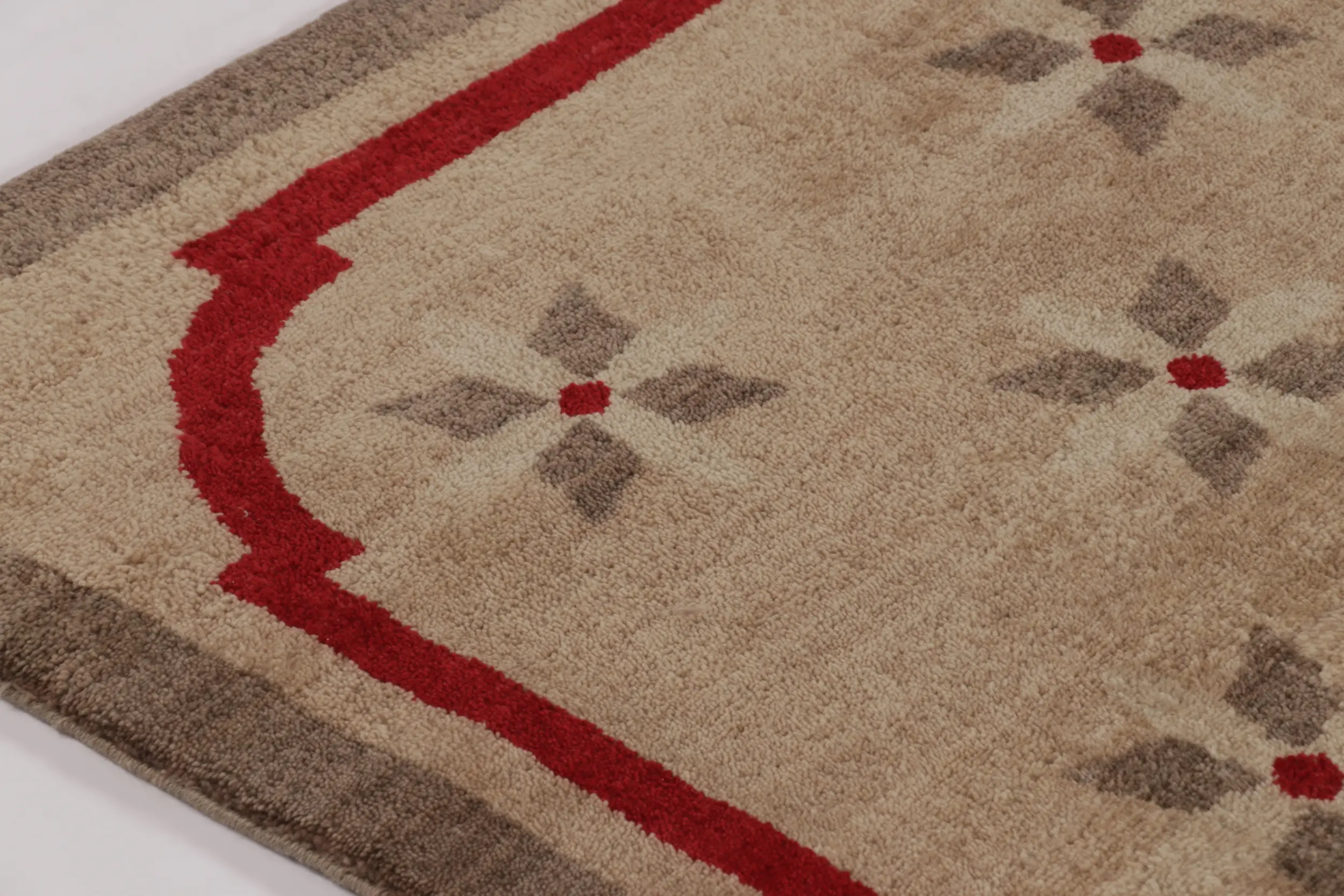 French Art Deco Floral Square Rug